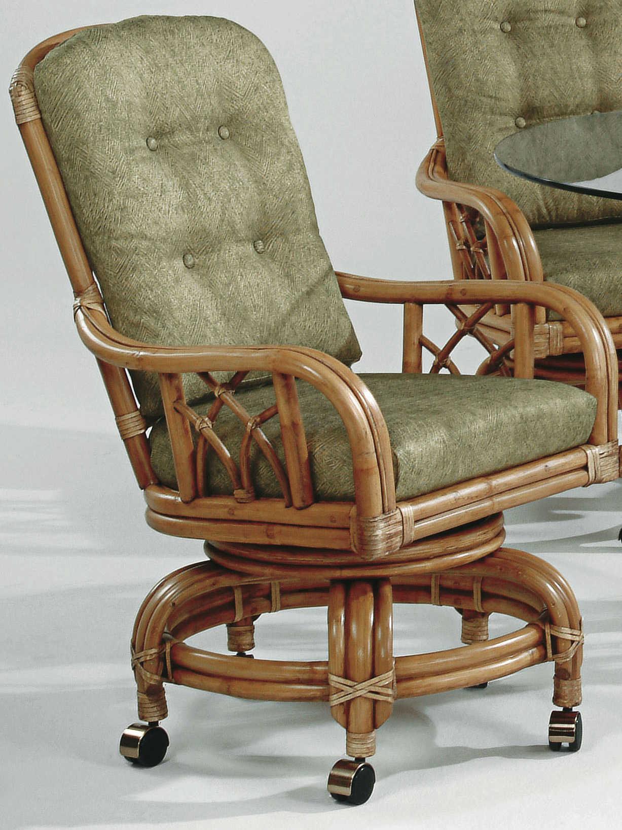 Braxton Culler Edgewater Rattan Brown Upholstered Arm Dining Chair