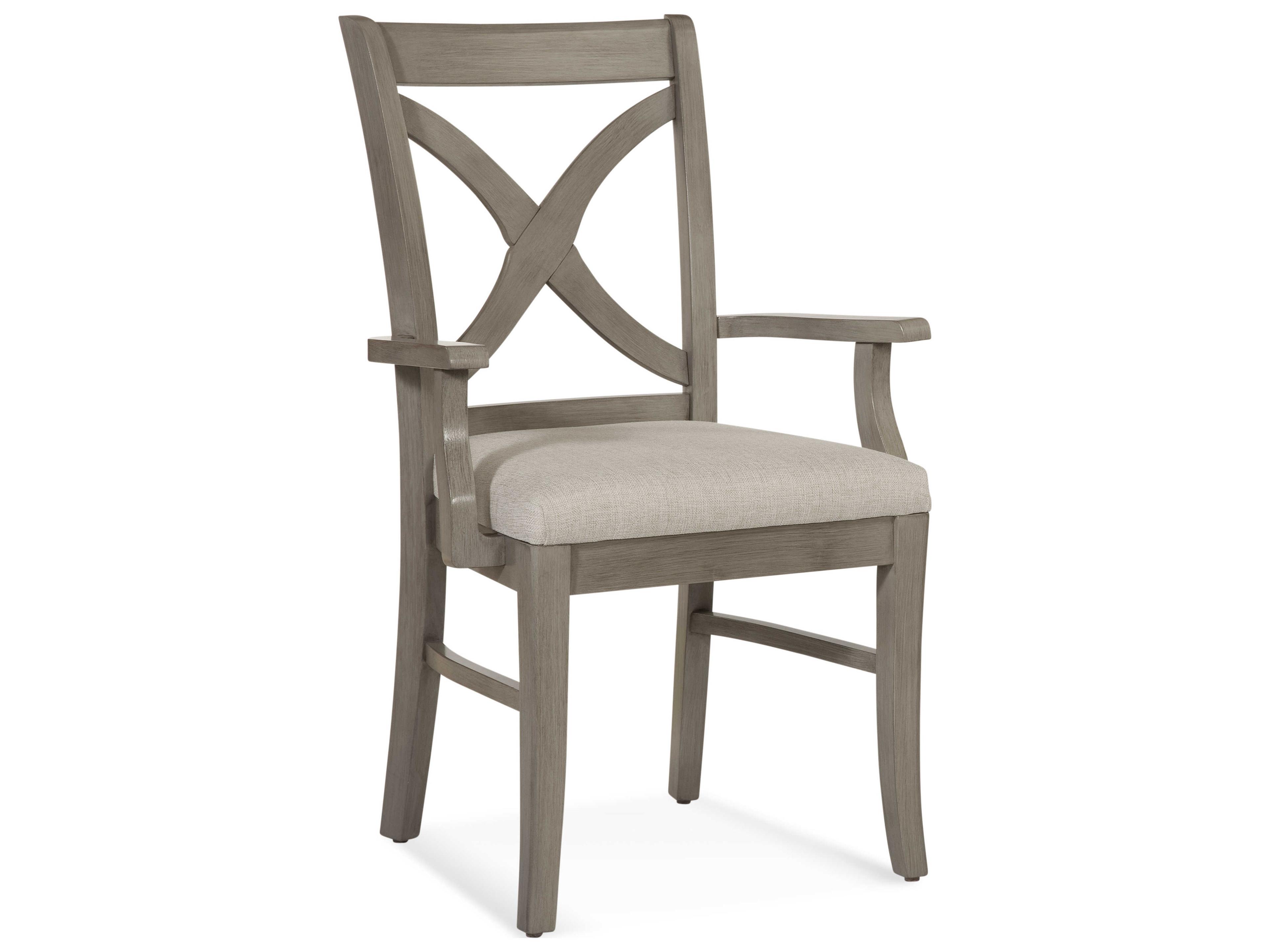 Braxton Culler Hues Rubberwood Gray Upholstered Arm Dining Chair