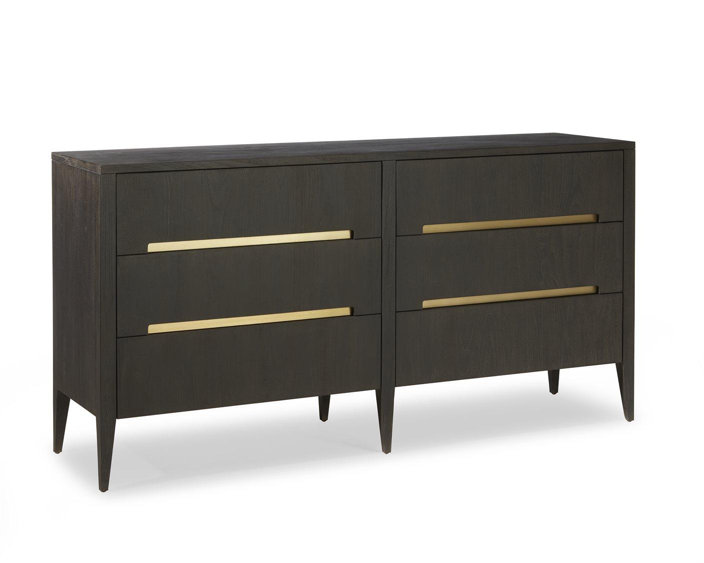 Brownstone Palmer 6-Drawers Brown Teak Wood Double Dresser
