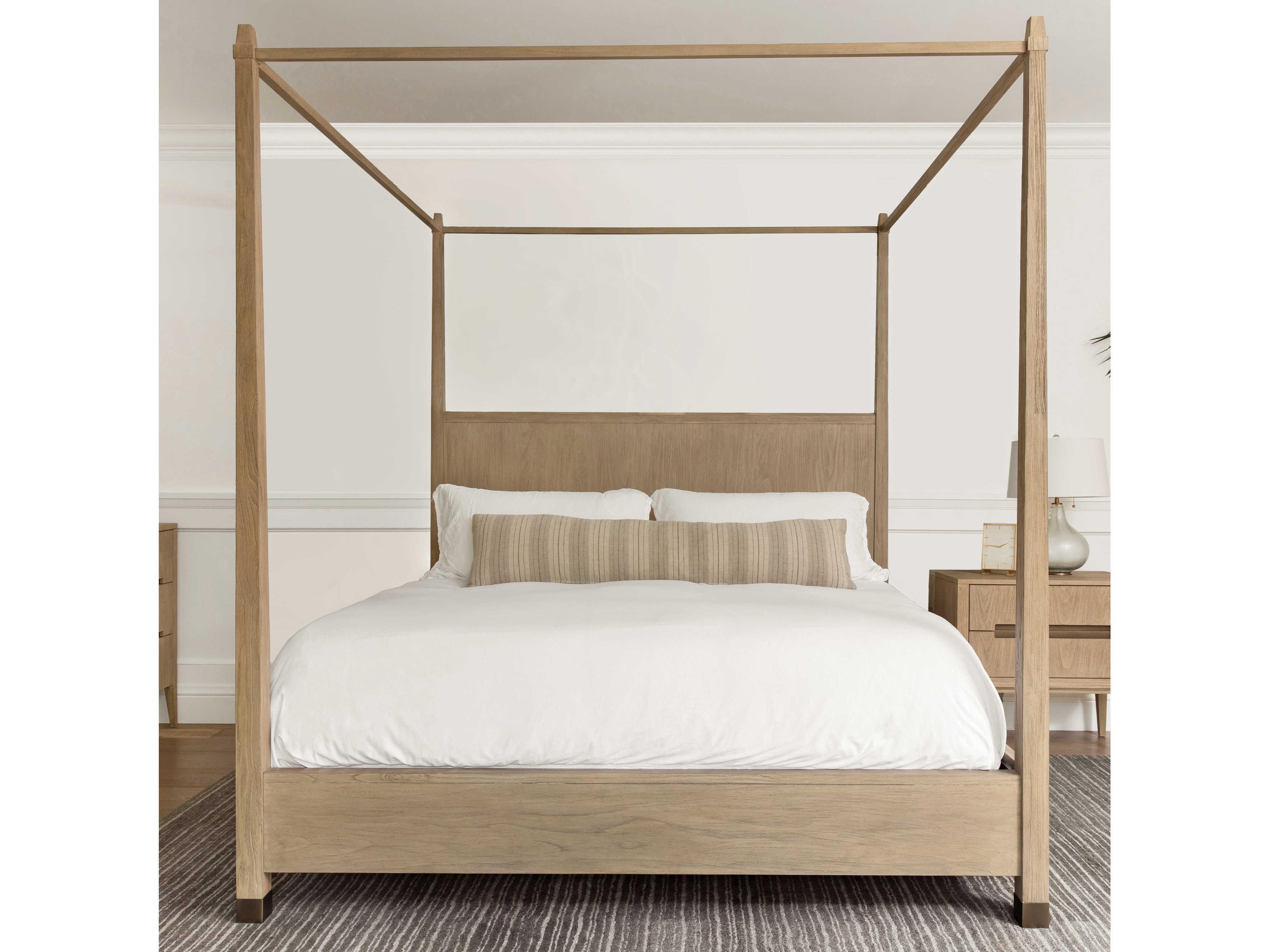Brownstone Palmer Beach Brown Teak Wood California King Canopy Bed