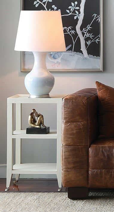 Villa & House Isadora Rectangular Canvas Cream End Table