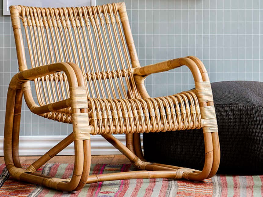 Cane Line Curve Tan Accent Chair