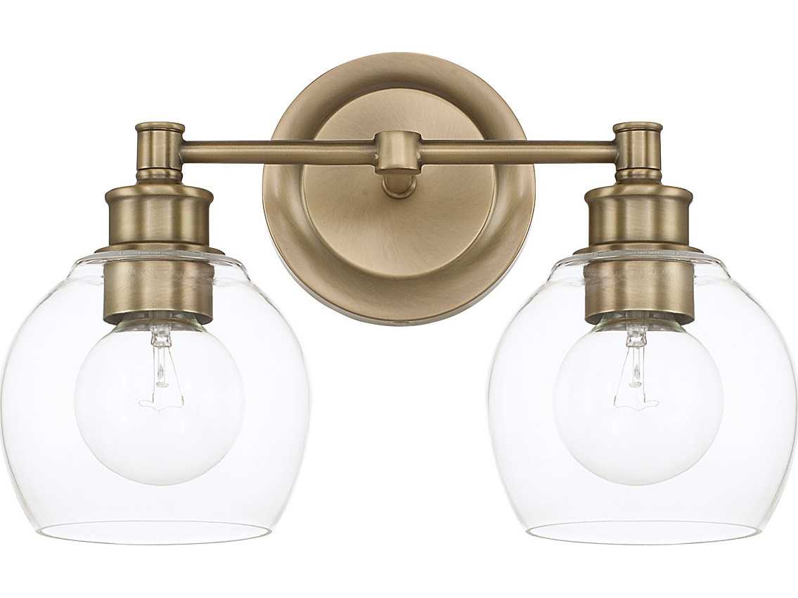 Capital Lighting Mid Century 2-Light Aged Brass Glass Vanity Light