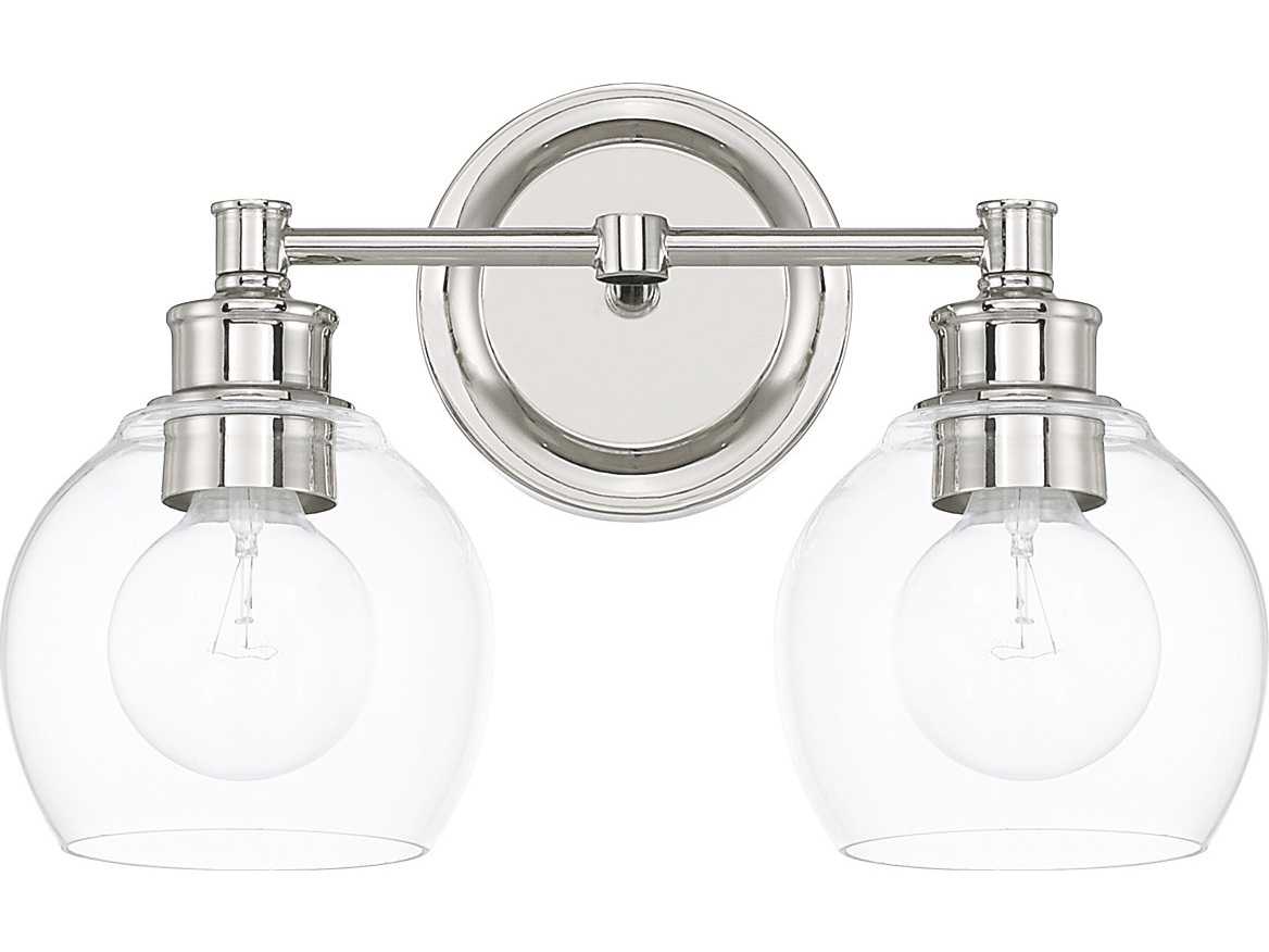 Capital Lighting Mid Century 2-Light Polished Nickel Glass Vanity Light
