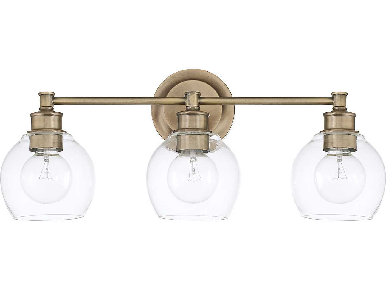 Capital Lighting Mid Century 3-Light Aged Brass Glass Vanity Light