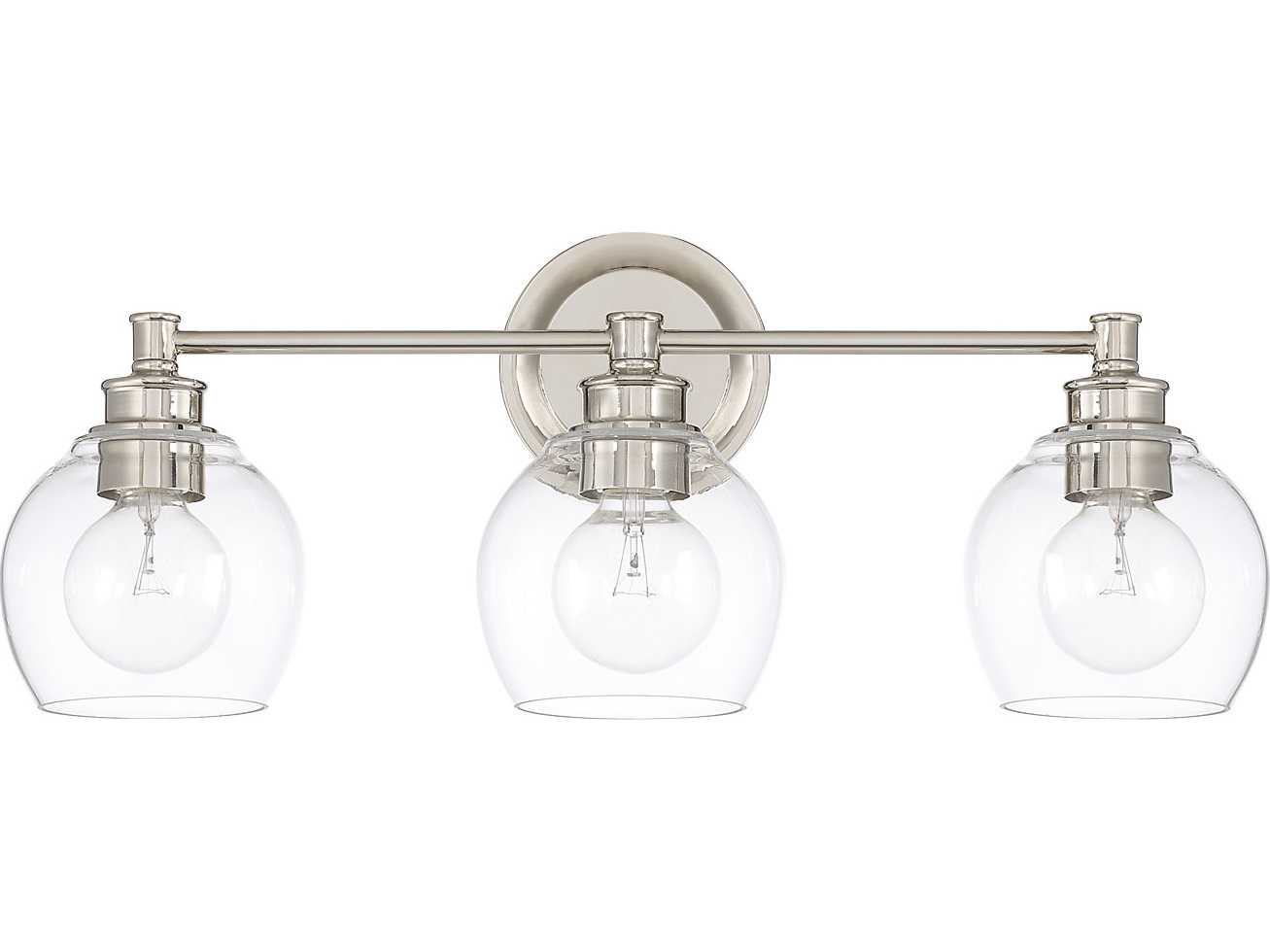 Capital Lighting Mid Century 3-Light Polished Nickel Glass Vanity Light