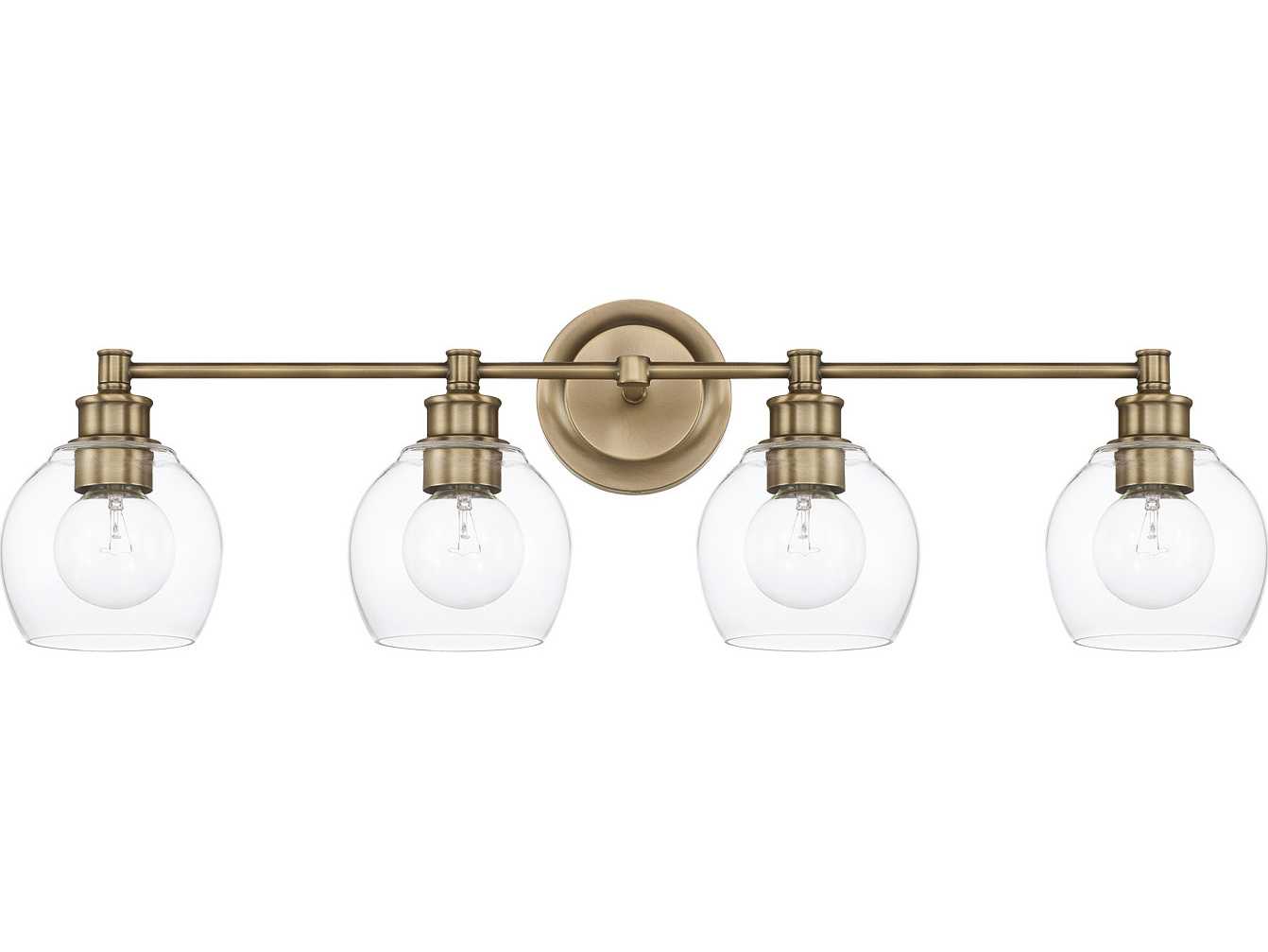 Capital Lighting Mid Century 4-Light Aged Brass Glass Vanity Light