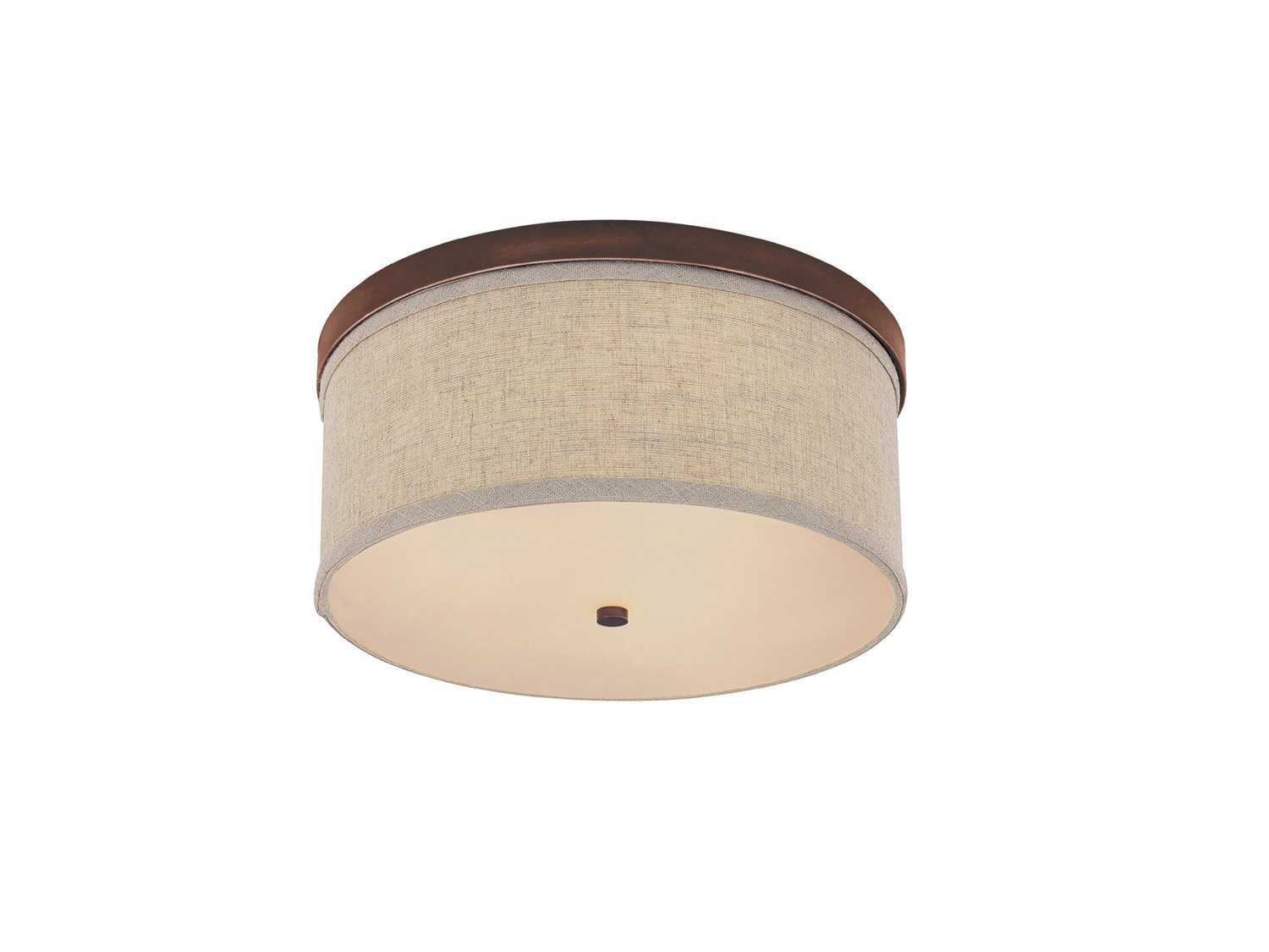 Capital Lighting Midtown 2-Light Burnished Bronze Glass Drum Flush Mount
