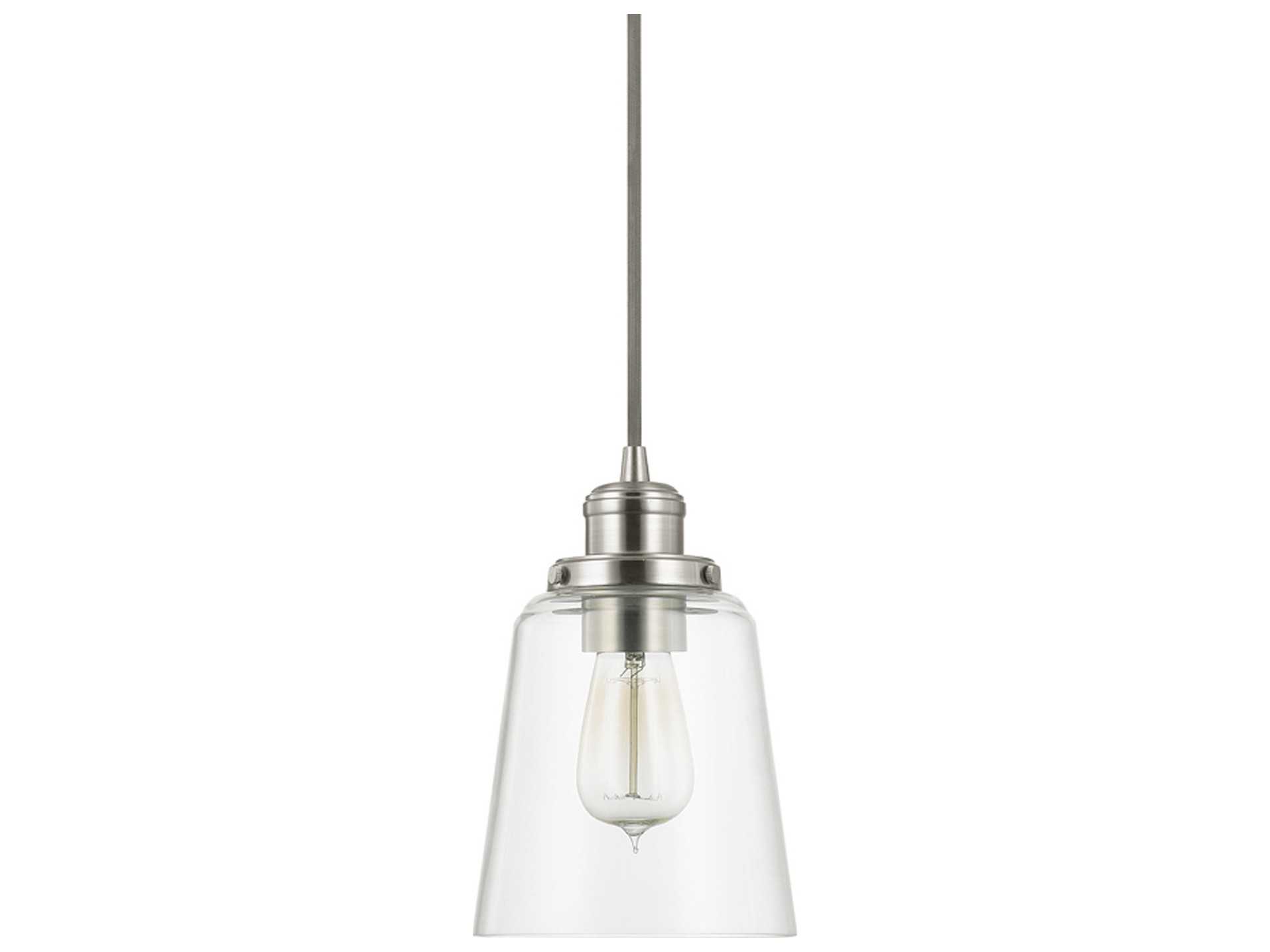 Capital Lighting 1-Light Brushed Nickel Glass Bell Mini Pendant