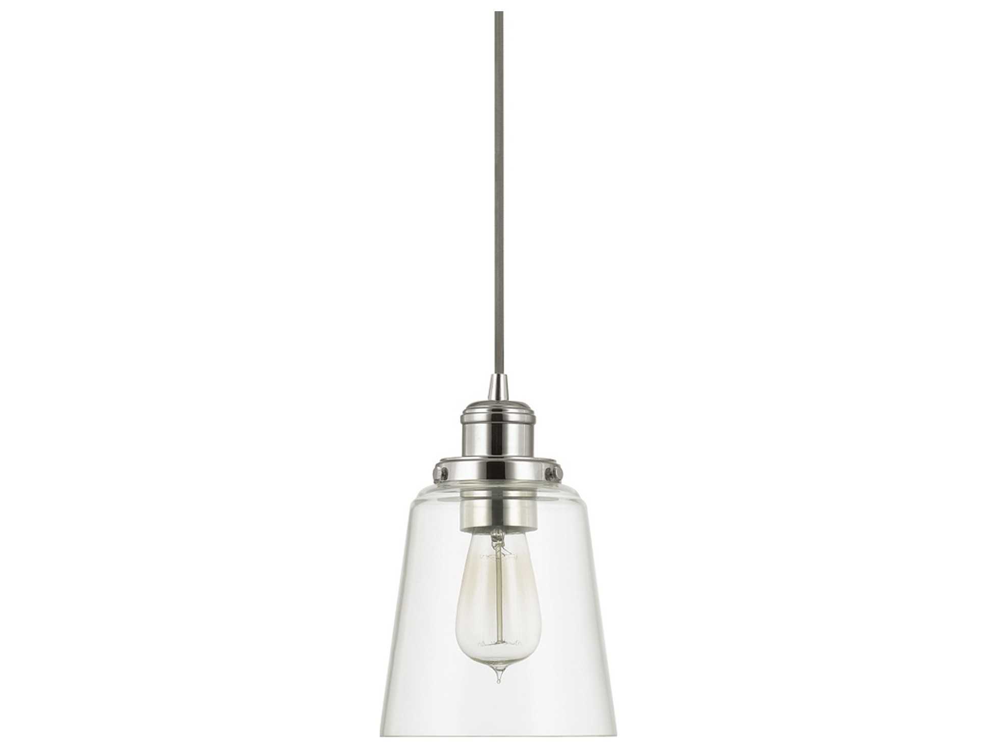 Capital Lighting 1-Light Polished Nickel Glass Bell Mini Pendant