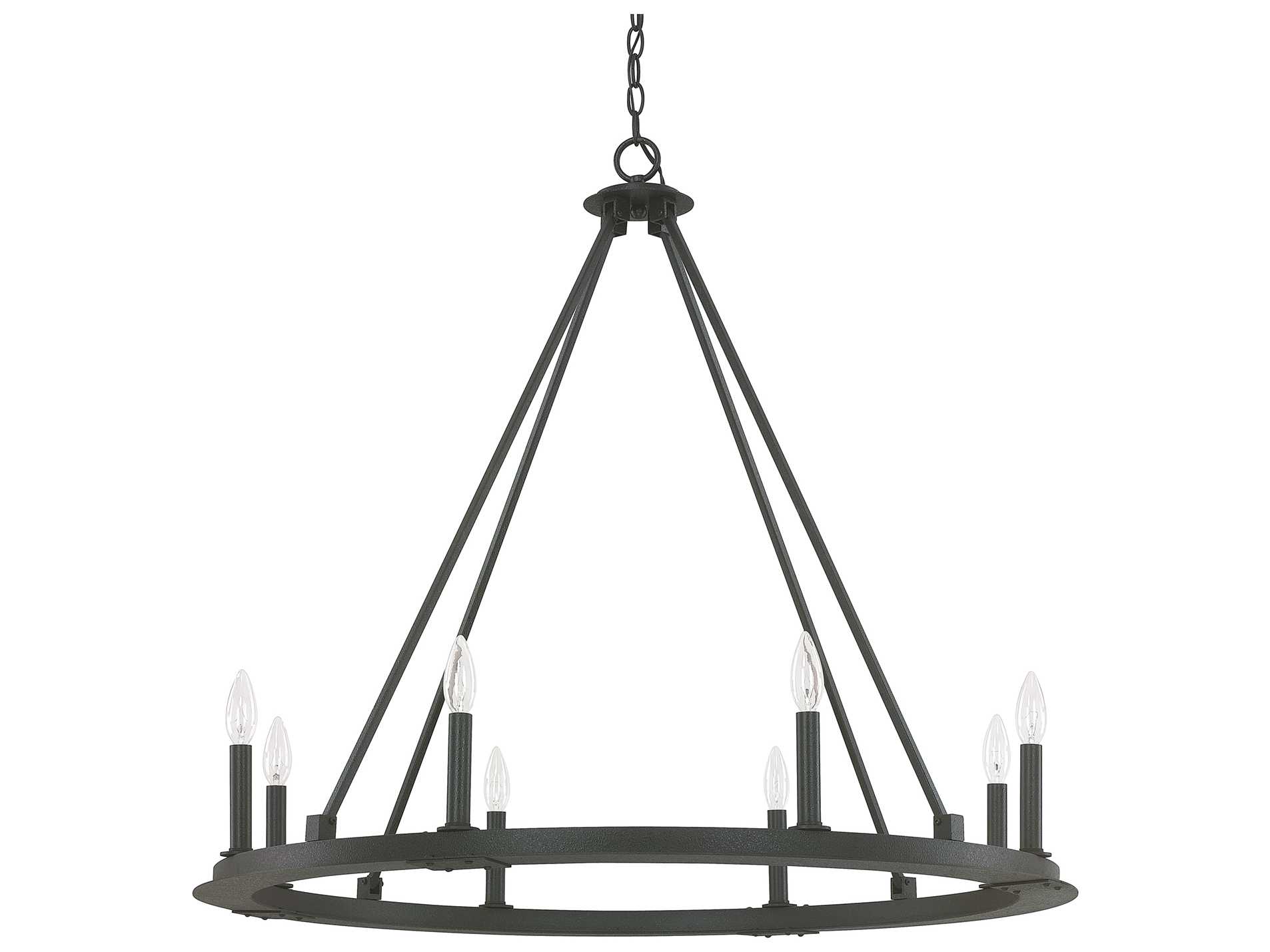 Capital Lighting Pearson 8-Light Black Iron Candelabra Round Chandelier