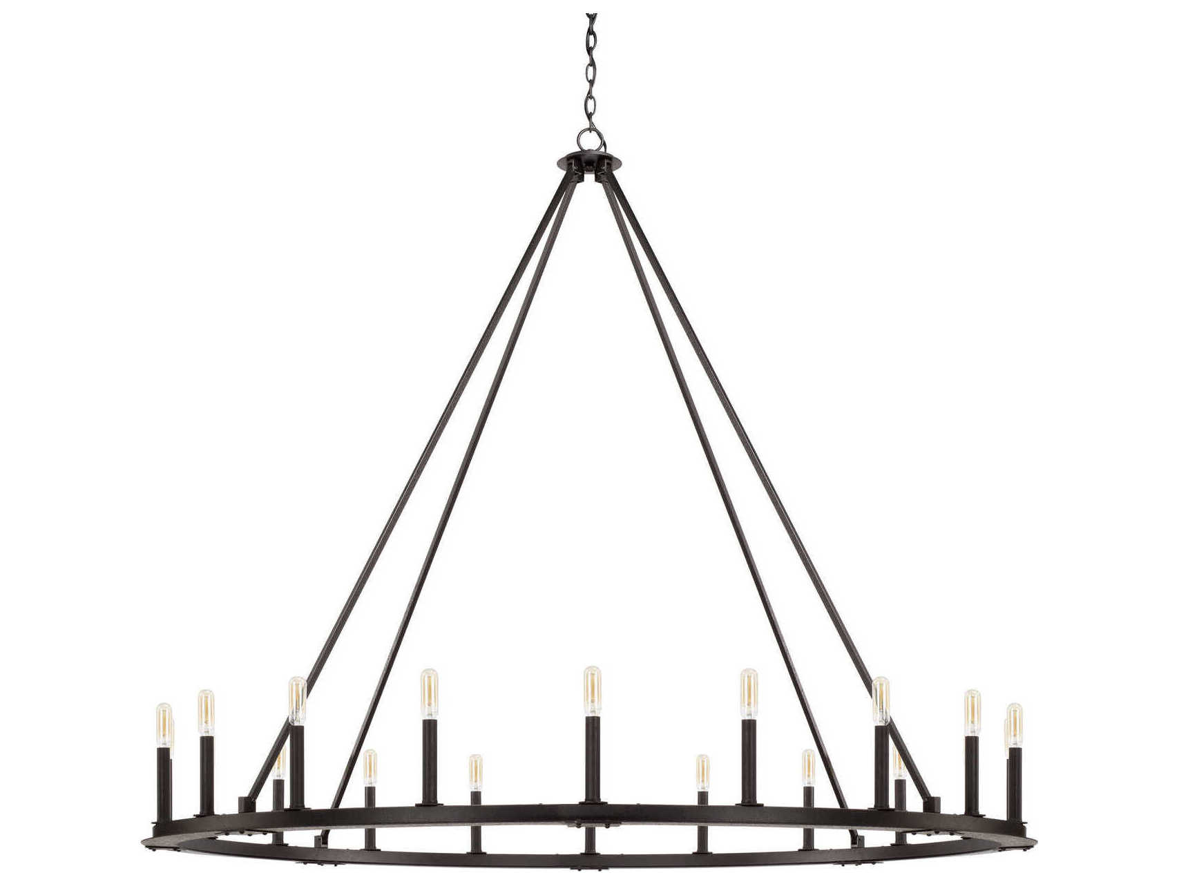 Capital Lighting Pearson 20-Light Black Iron Candelabra Round Chandelier