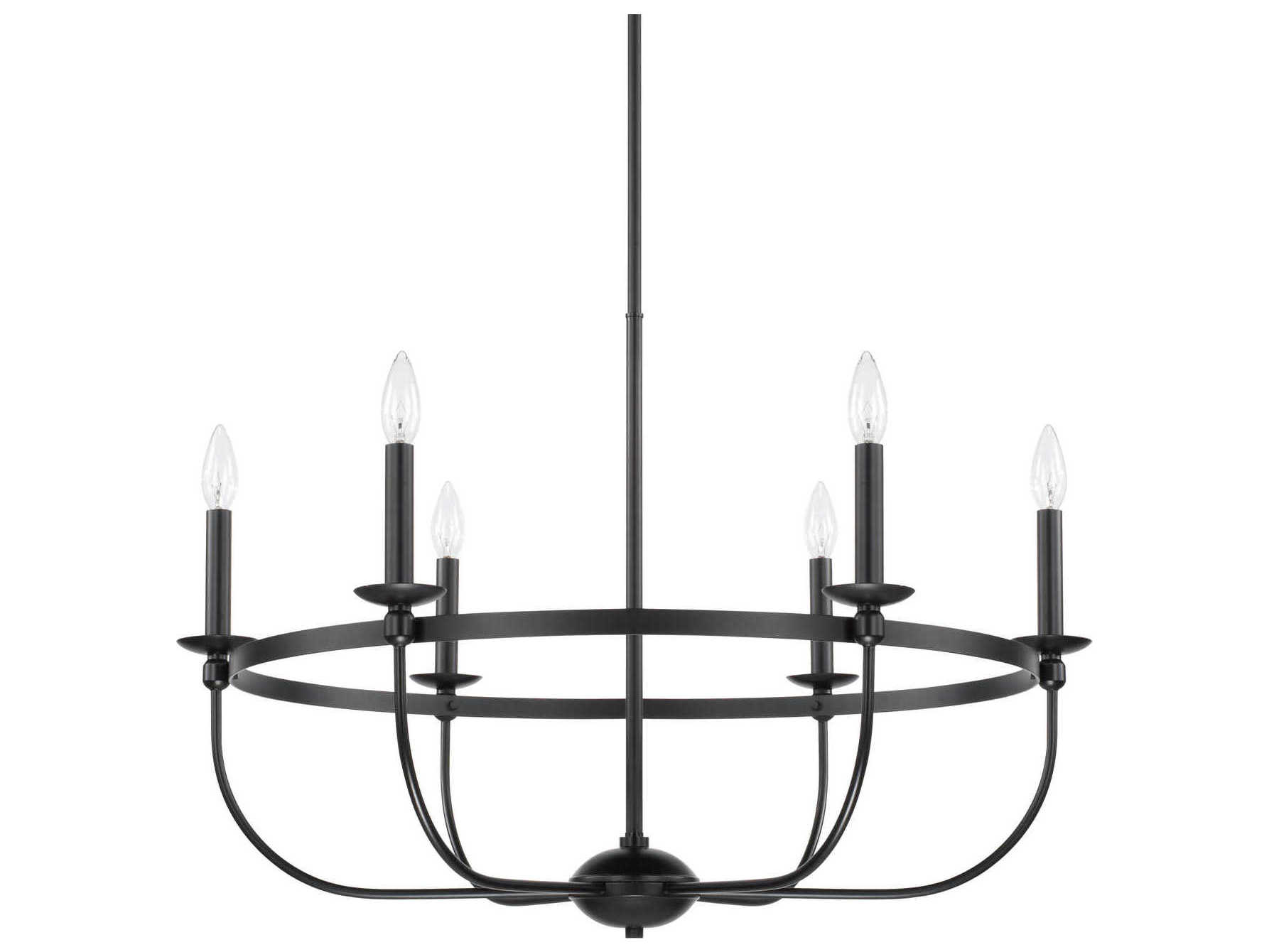 Capital Lighting Rylann 6-Light Matte Black Candelabra Round Chandelier