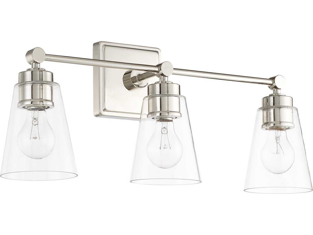 Capital Lighting 3-Light Polished Nickel Glass Vanity Light