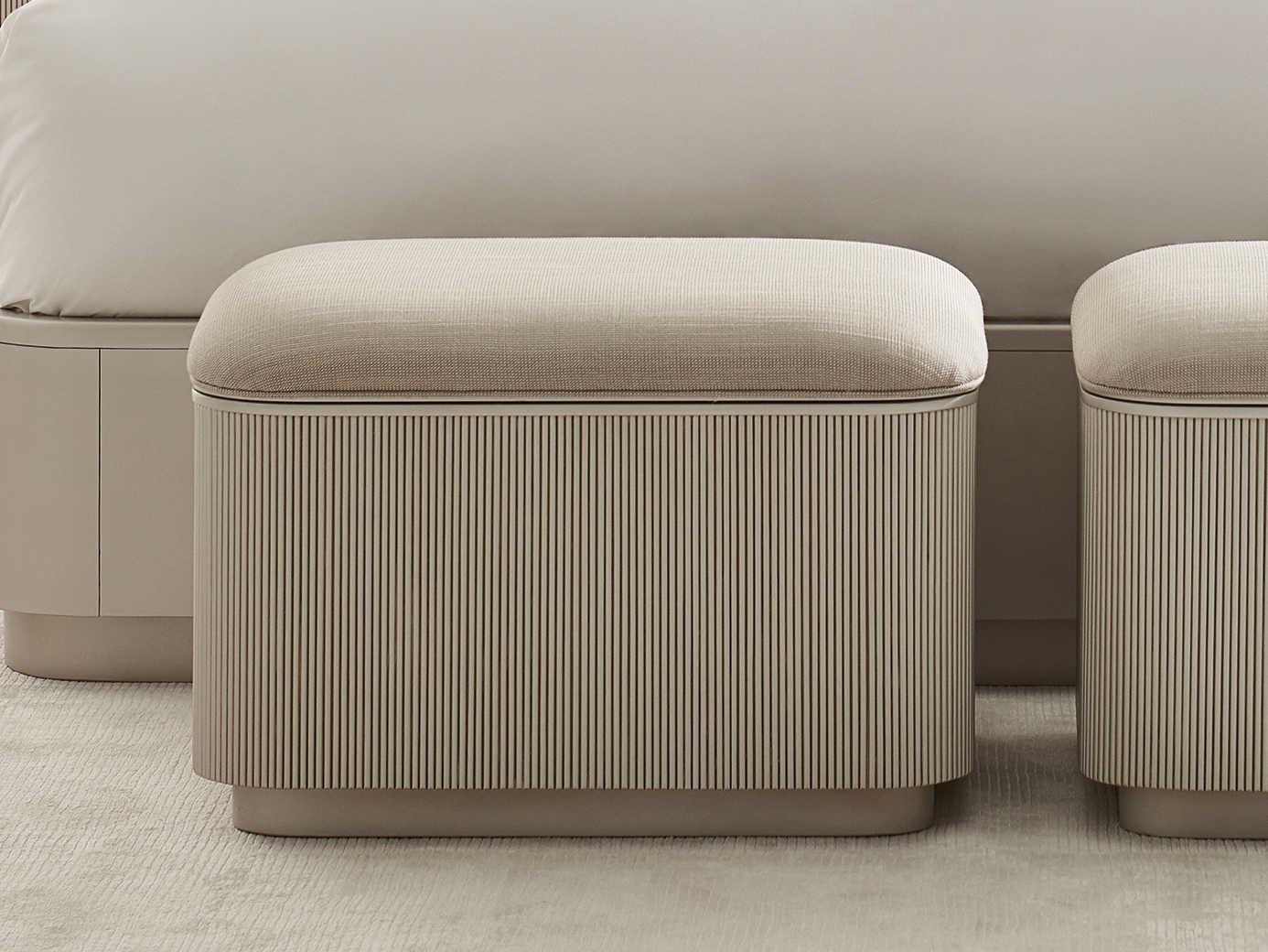 Caracole Classic For the Love of Matter Pearl White Upholstered Ottoman