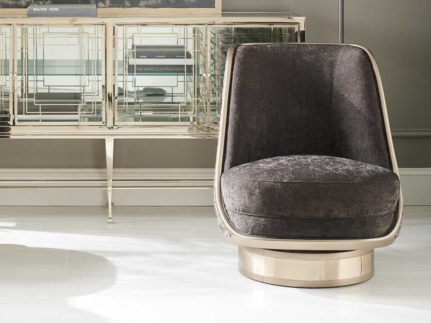 Caracole Classic Go For A Spin Swivel Black Fabric Accent Chair