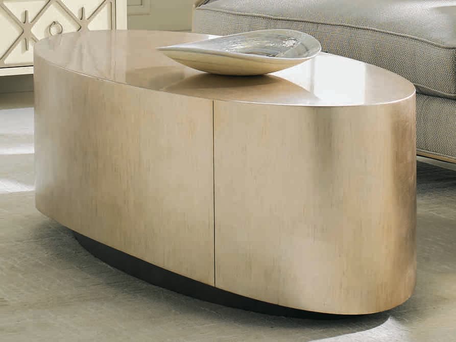 Caracole Classic Come Oval Here! Gold Silver Oval Wood Pompeii Charcoal Coffee Table
