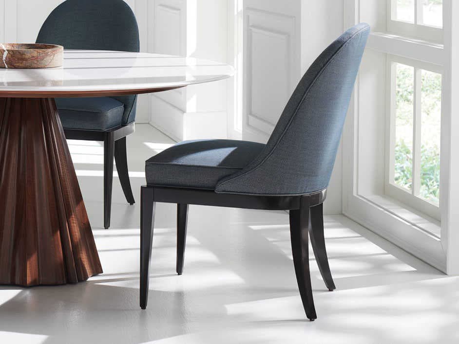 Caracole Classic Natural Choice Blue Upholstered Side Dining Chair