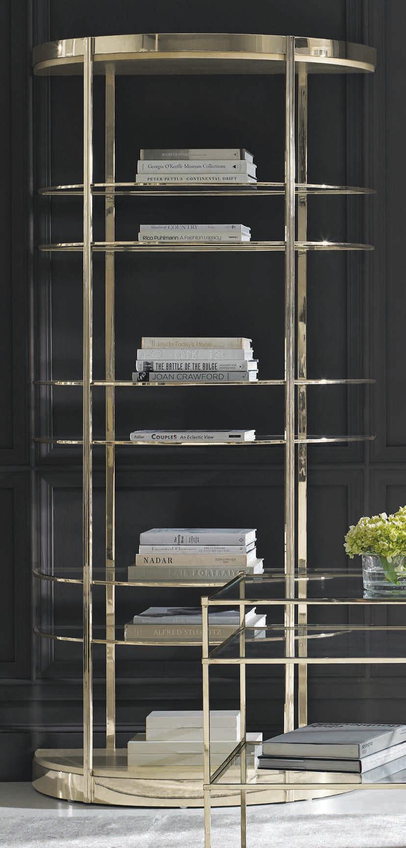 Caracole Classic Up Up and Away Auric Silver Leaf / Whisper of Gold Half Moon Etagere