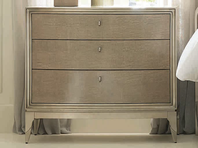 Caracole Classic Rise and Shine Silver Maple 3-Drawers Beige Nightstand