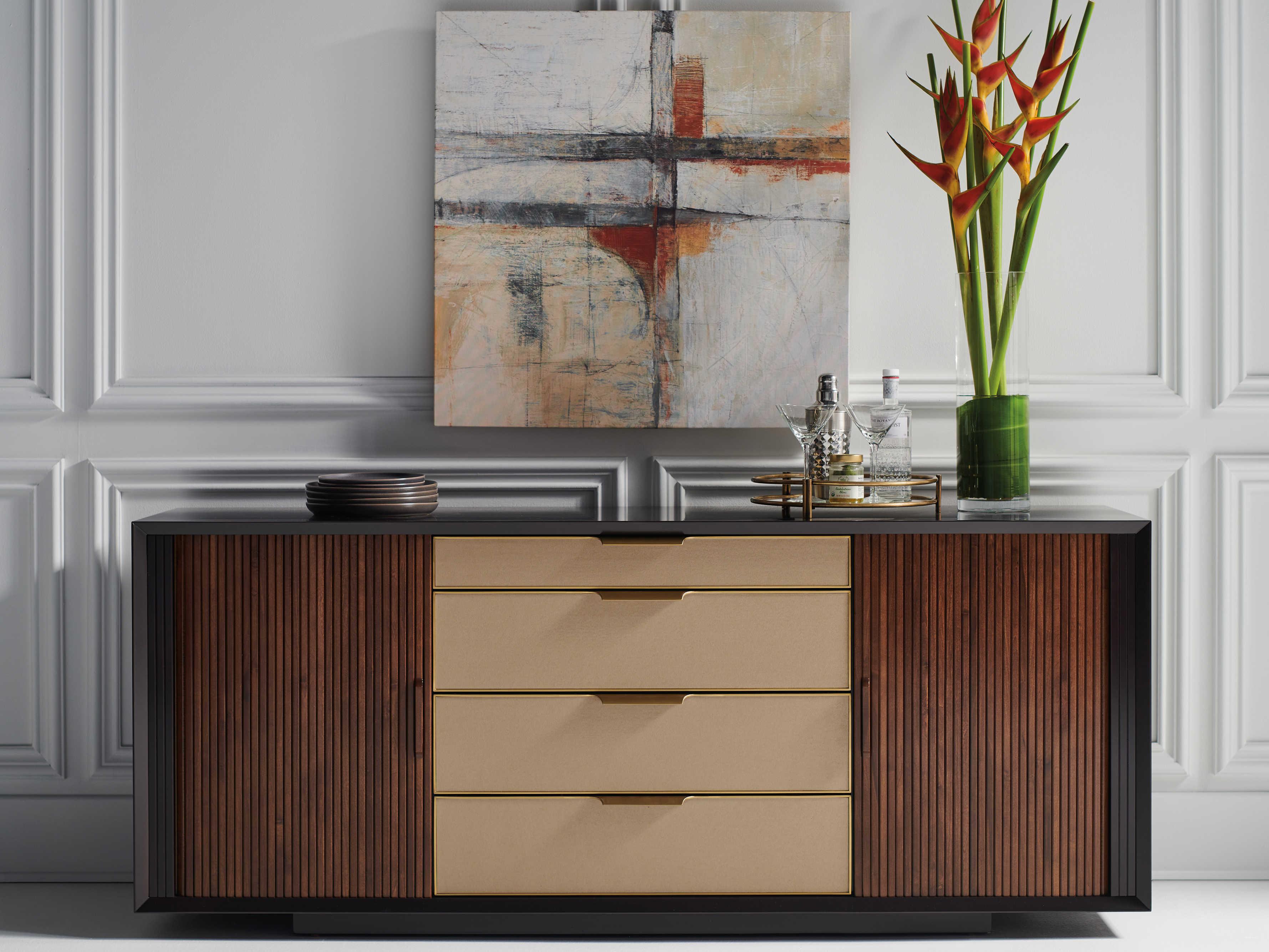 Caracole Classic Around the Corner 4-Drawers Brown Walnut Wood Dresser