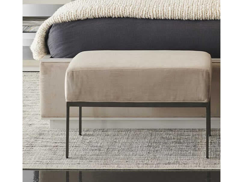 Caracole Modern Expressions Zinc Oxide Beige Upholstered Accent Bench