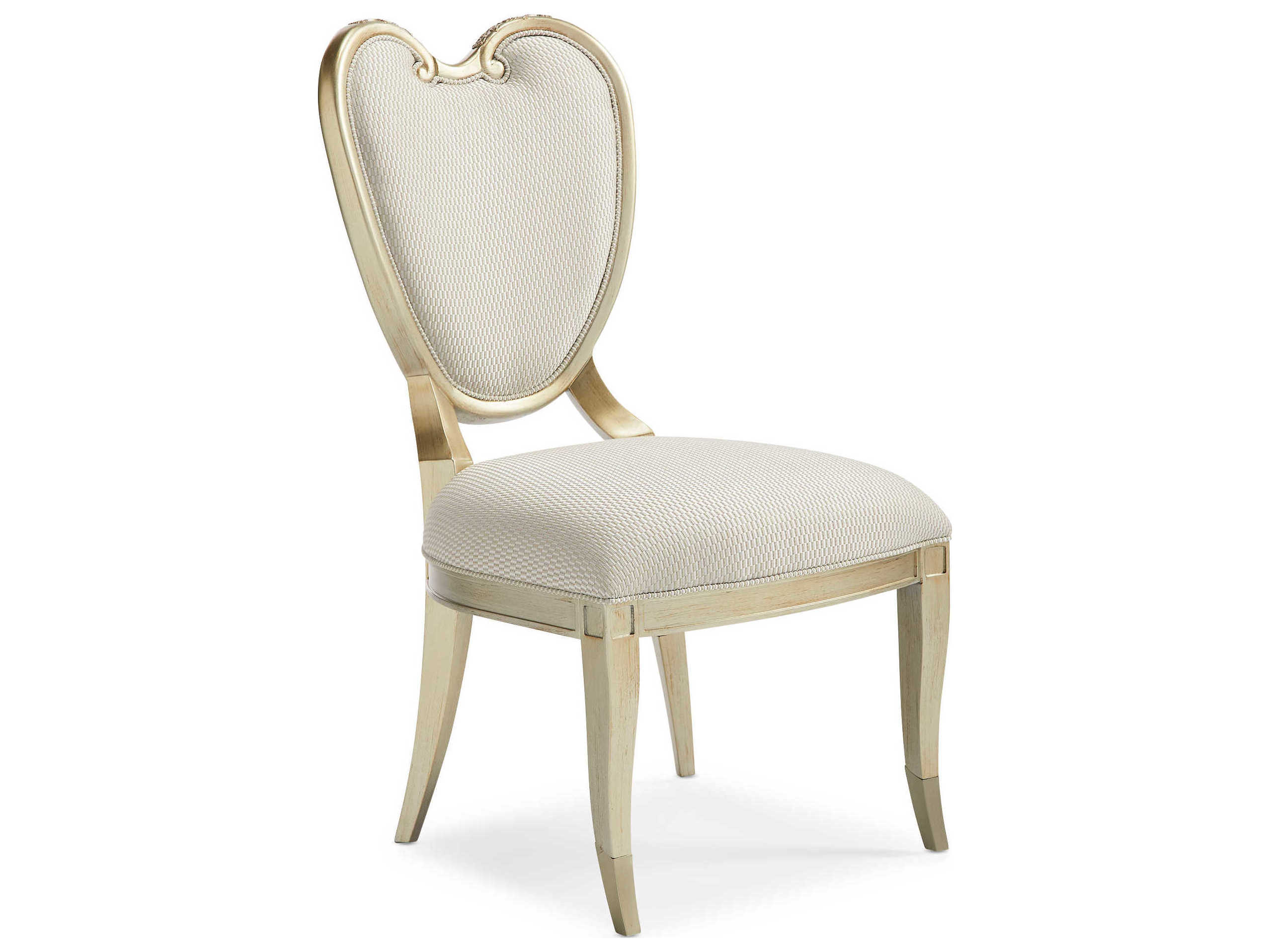 Caracole Fontainebleau Center Hardwood White Upholstered Side Dining Chair