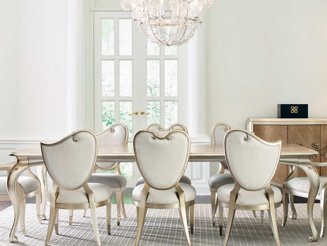 Caracole Fontainebleau Extendable Rectangular Wood Cendre Champagne Mist Dining Table