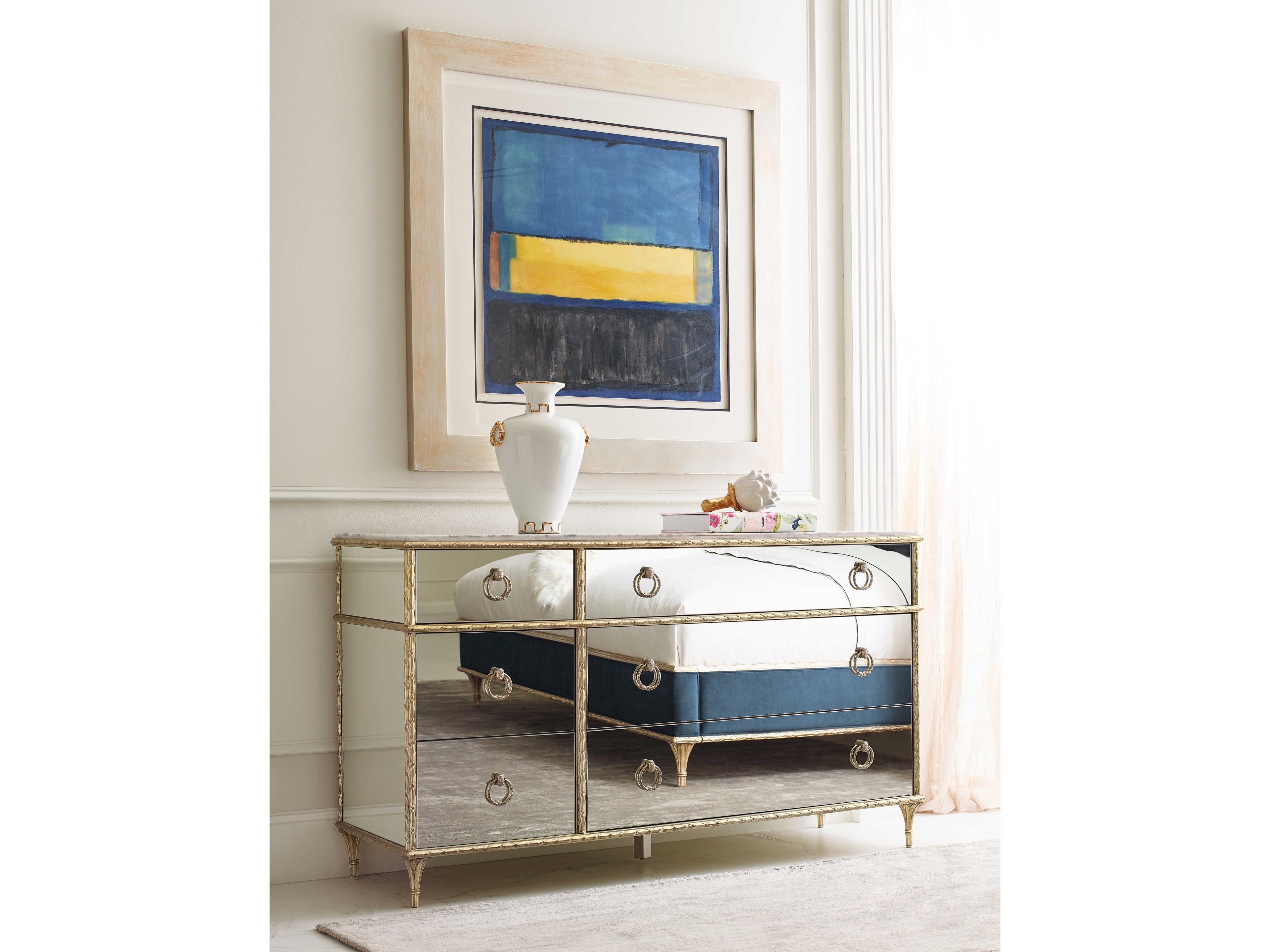 Caracole Fontainebleau 6-Drawers Mirrored Hardwood Double Dresser