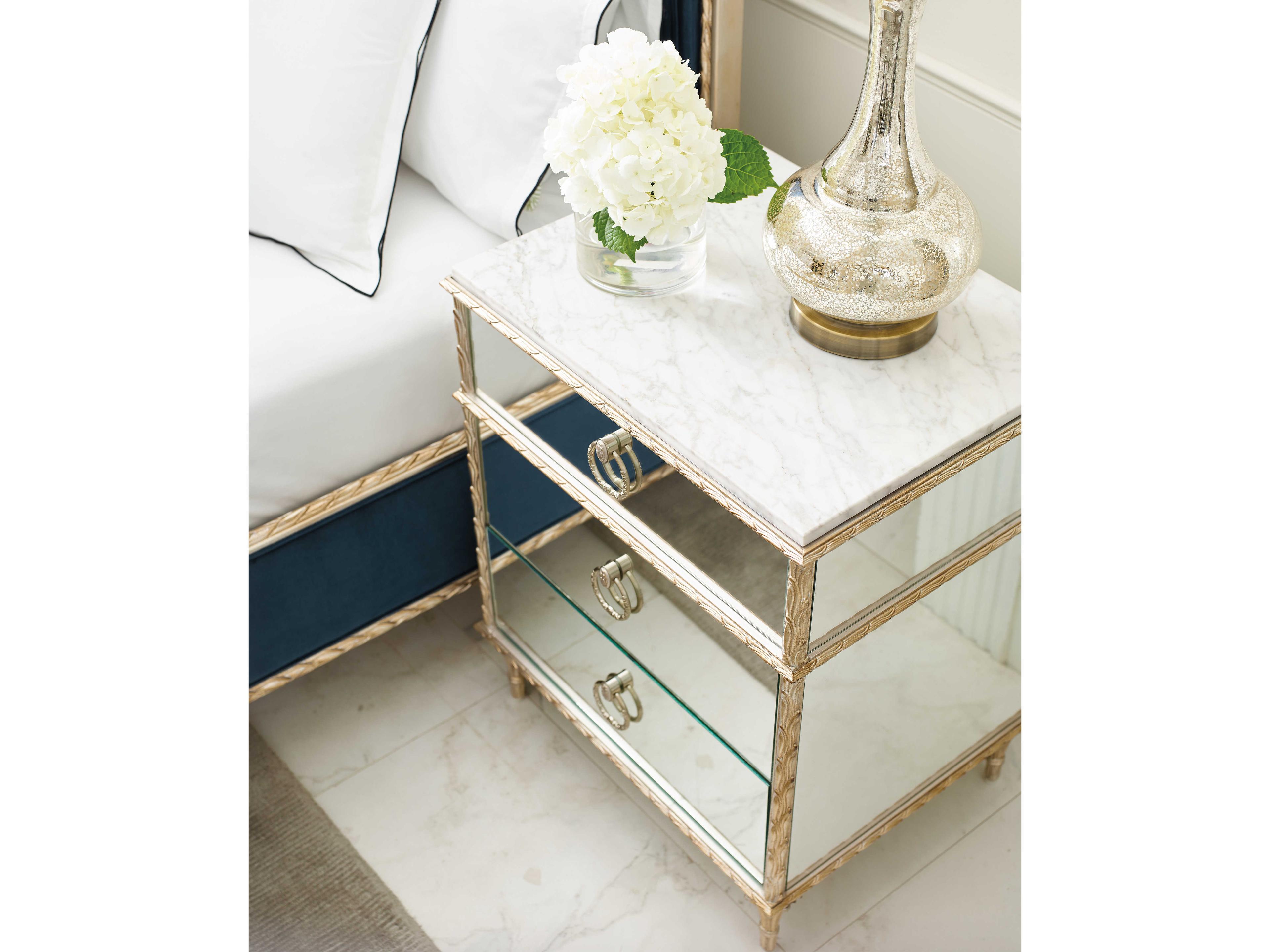 Caracole Fontainebleau 3-Drawers Mirrored Hardwood Nightstand