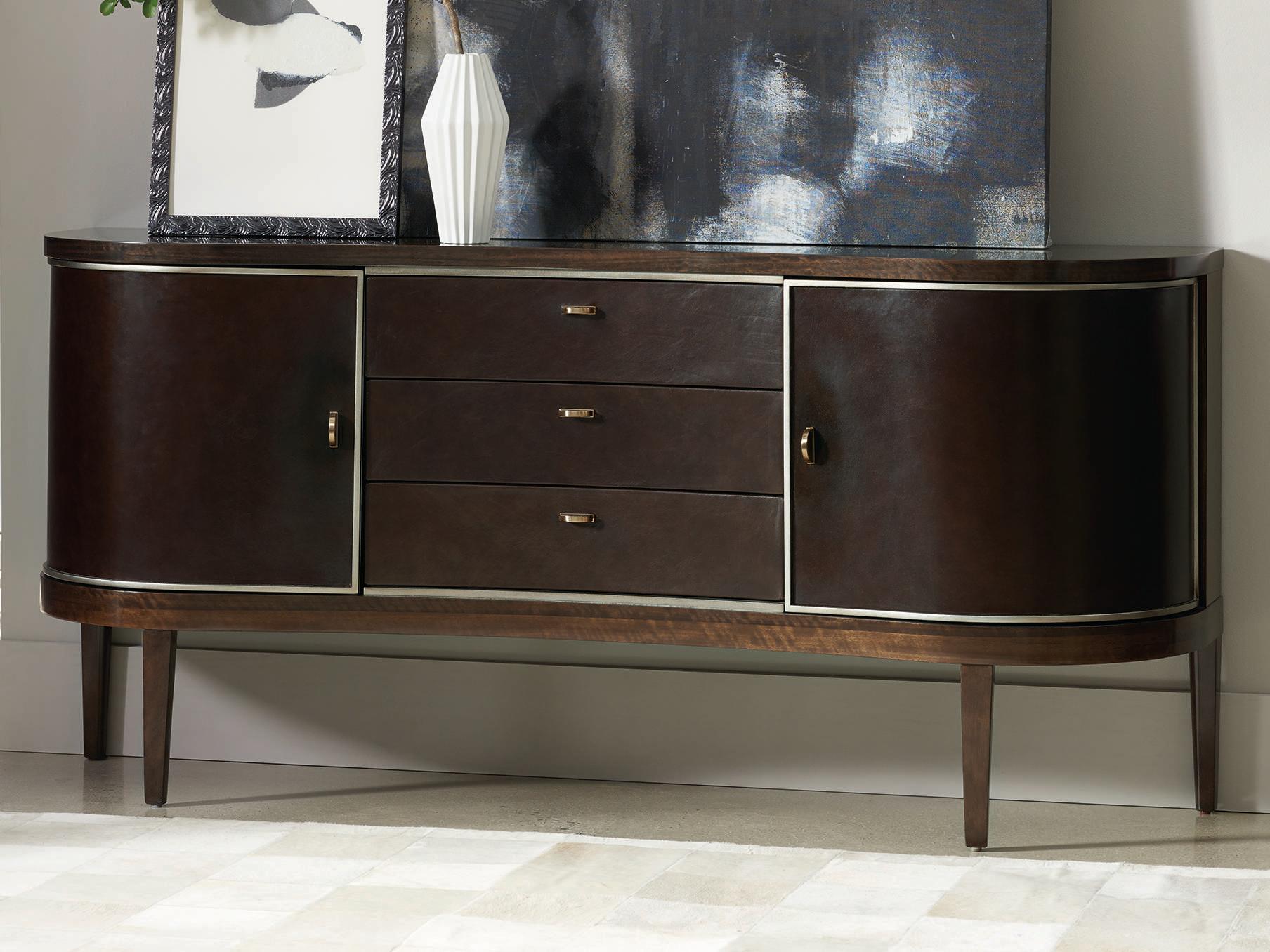 Caracole Streamline Moderne 72" Aged Bourbon With Smoked Brass Sideboard