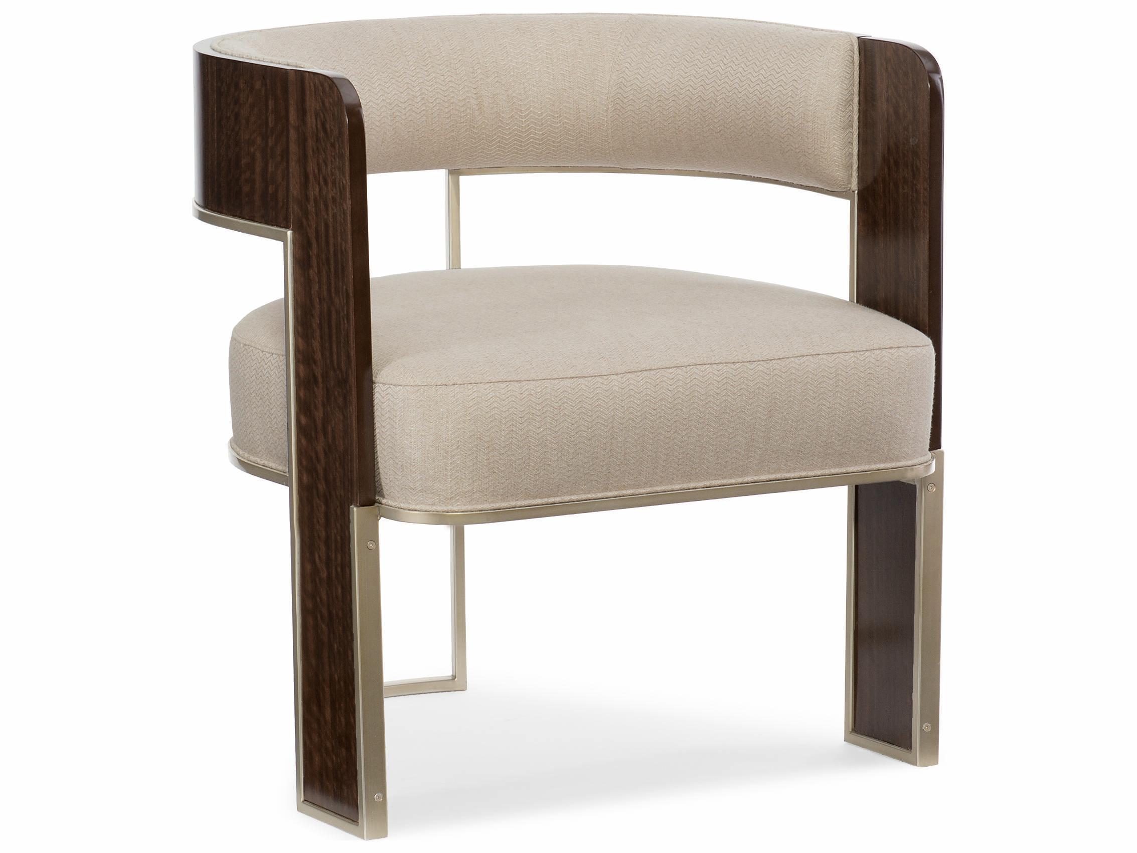 Caracole Streamline Streamliner Open Back Barrel Beige Fabric Accent Chair