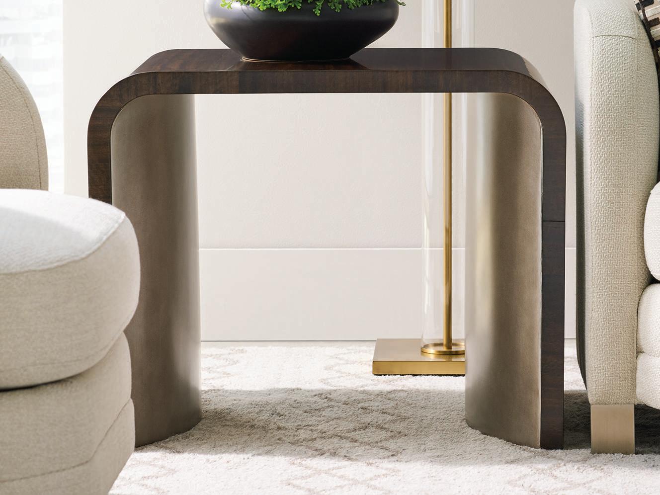 Caracole Streamline Waterfall Rectangular Wood Aged Bourbon End Table