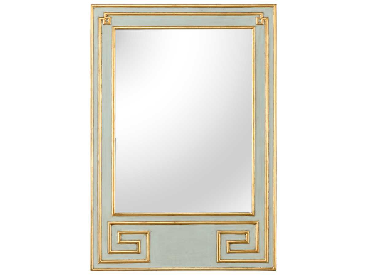 Chelsea House Greek Hall Antique Mint Green with Gold Leaf Rectangular Wall Mirror