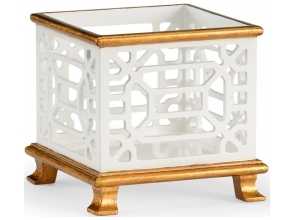 Chelsea House Small White and Gold Pierced Planter