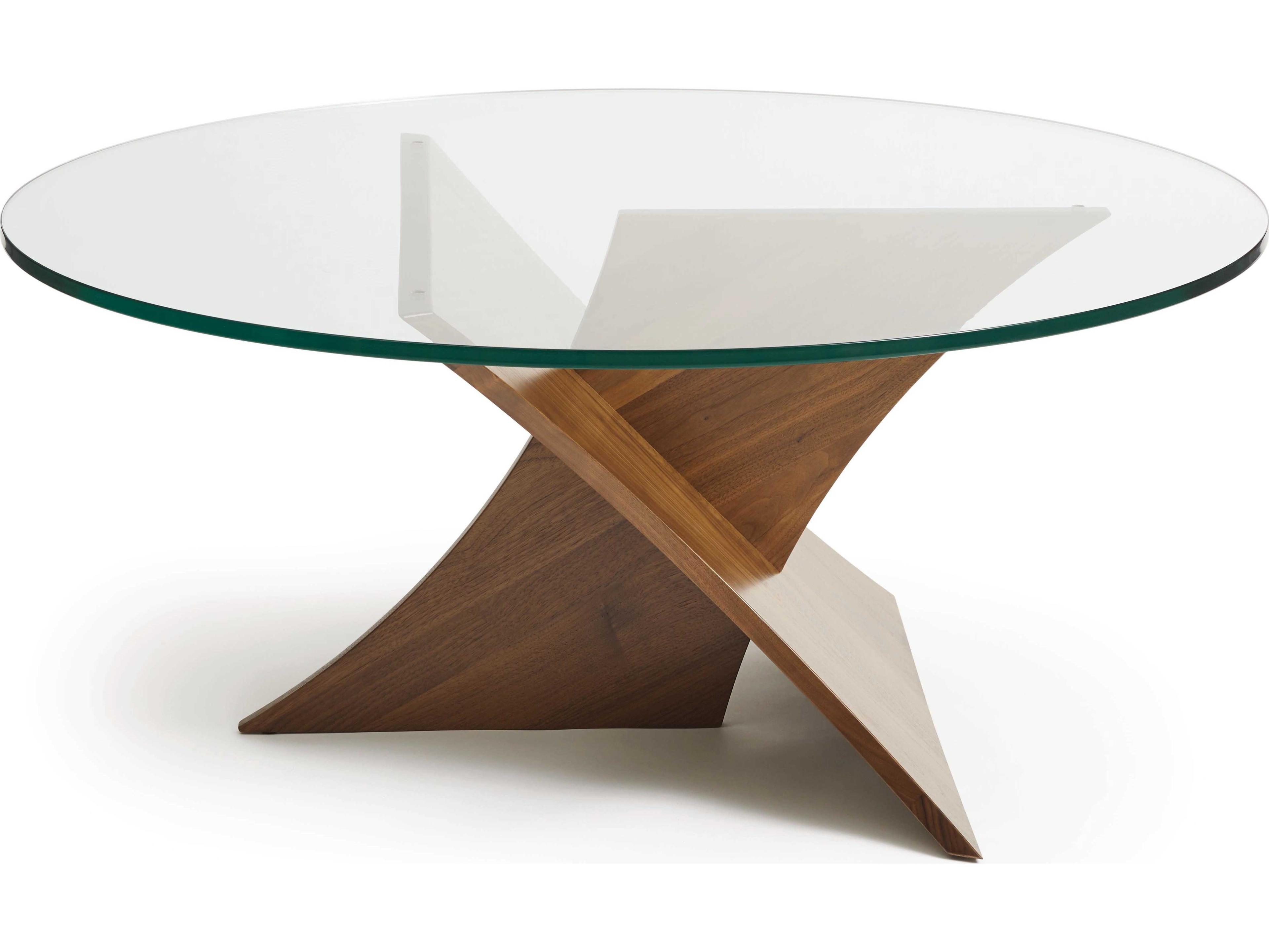 Copeland Statements Round Glass Clear Natural Walnut Coffee Table