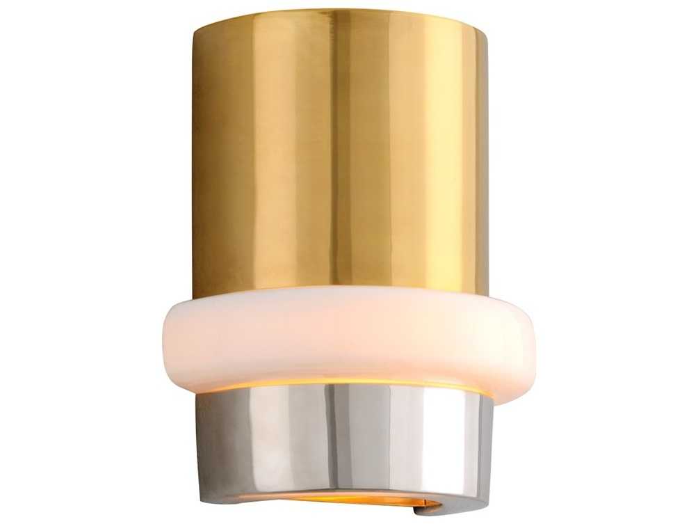 Corbett Lighting Beckenham 1-Light Vintage Polished Brass Nickel Glass Wall Sconce