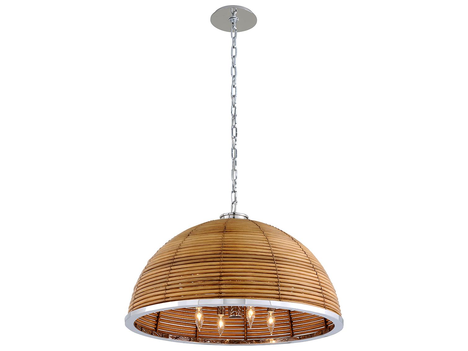 Corbett Lighting Carayes 8-Light Natural Rattan Stainless Steel Brown Dome Chandelier