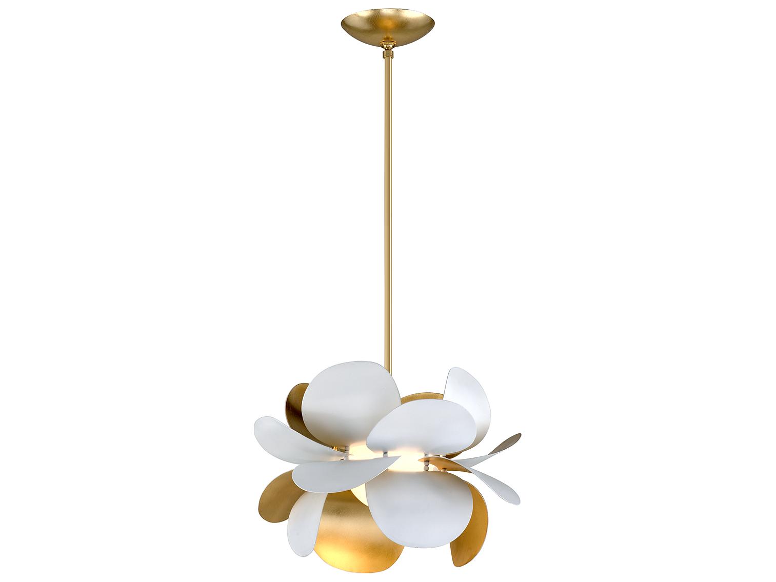Corbett Lighting Ginger 1-Light White Gold Leaf Glass Pendant
