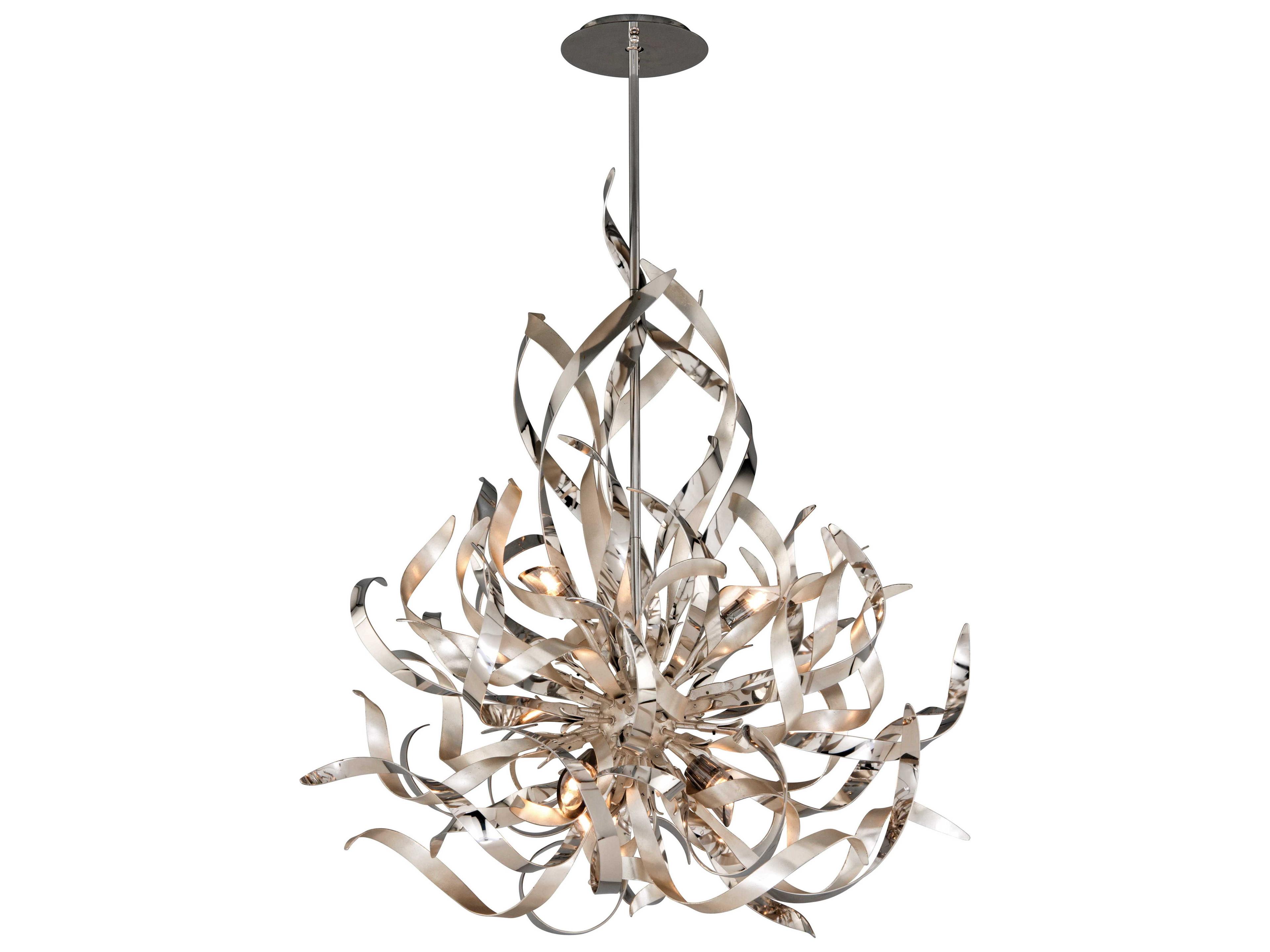 Corbett Lighting Graffiti 6-Light Silver Leaf Polished Stainless Steel Crystal Pendant