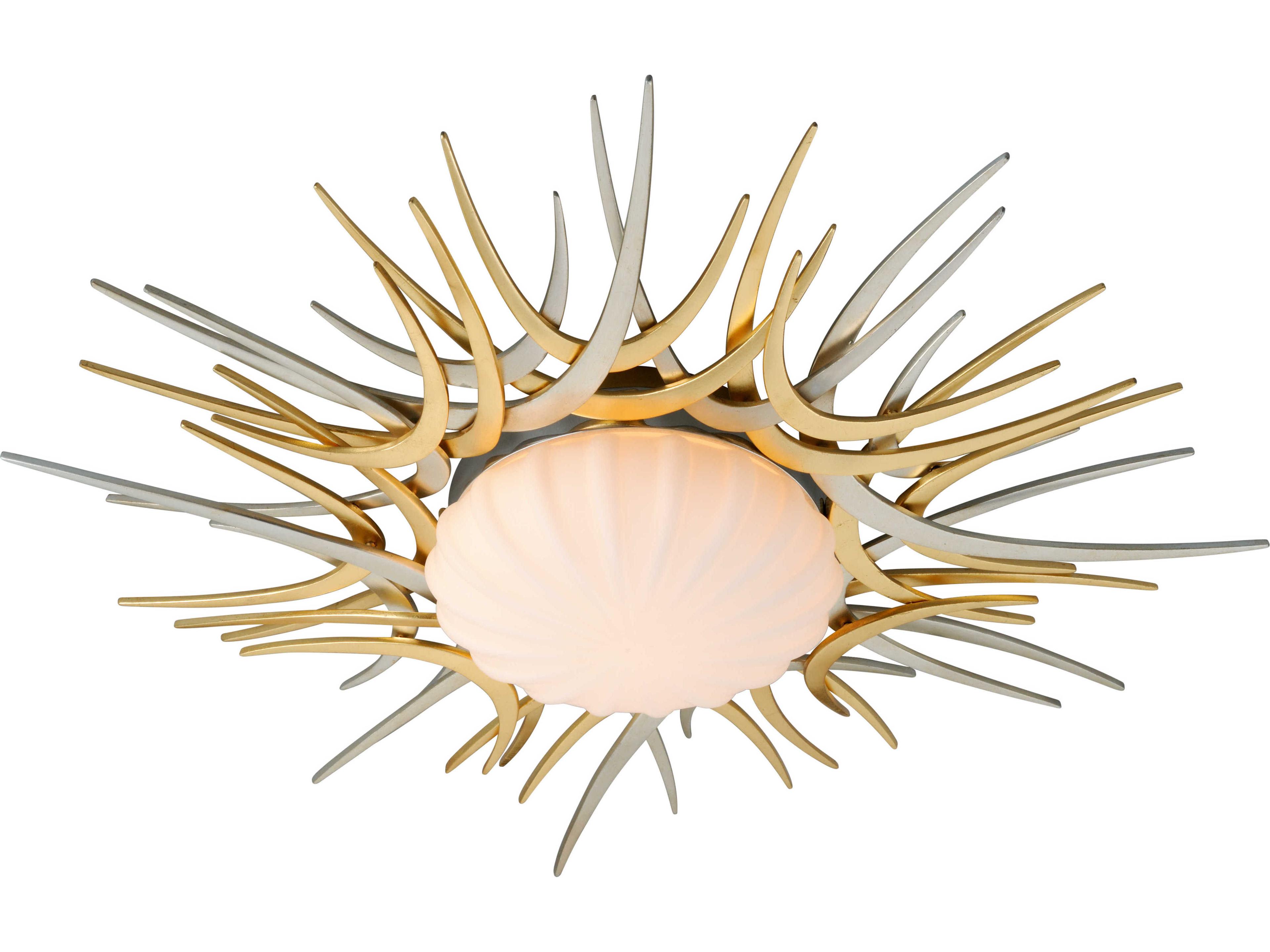 Corbett Lighting Helios 1-Light Silver And Gold Leaf Glass LED Flush Mount
