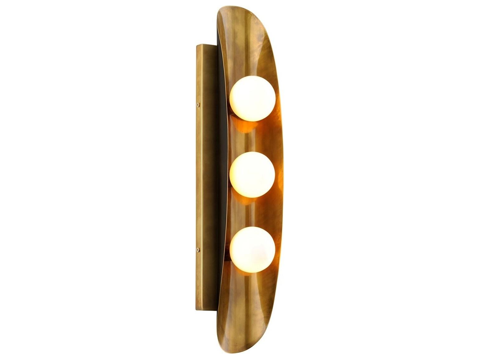 Corbett Lighting Hopper 3-Light Vintage Brass Bronze Glass Wall Sconce