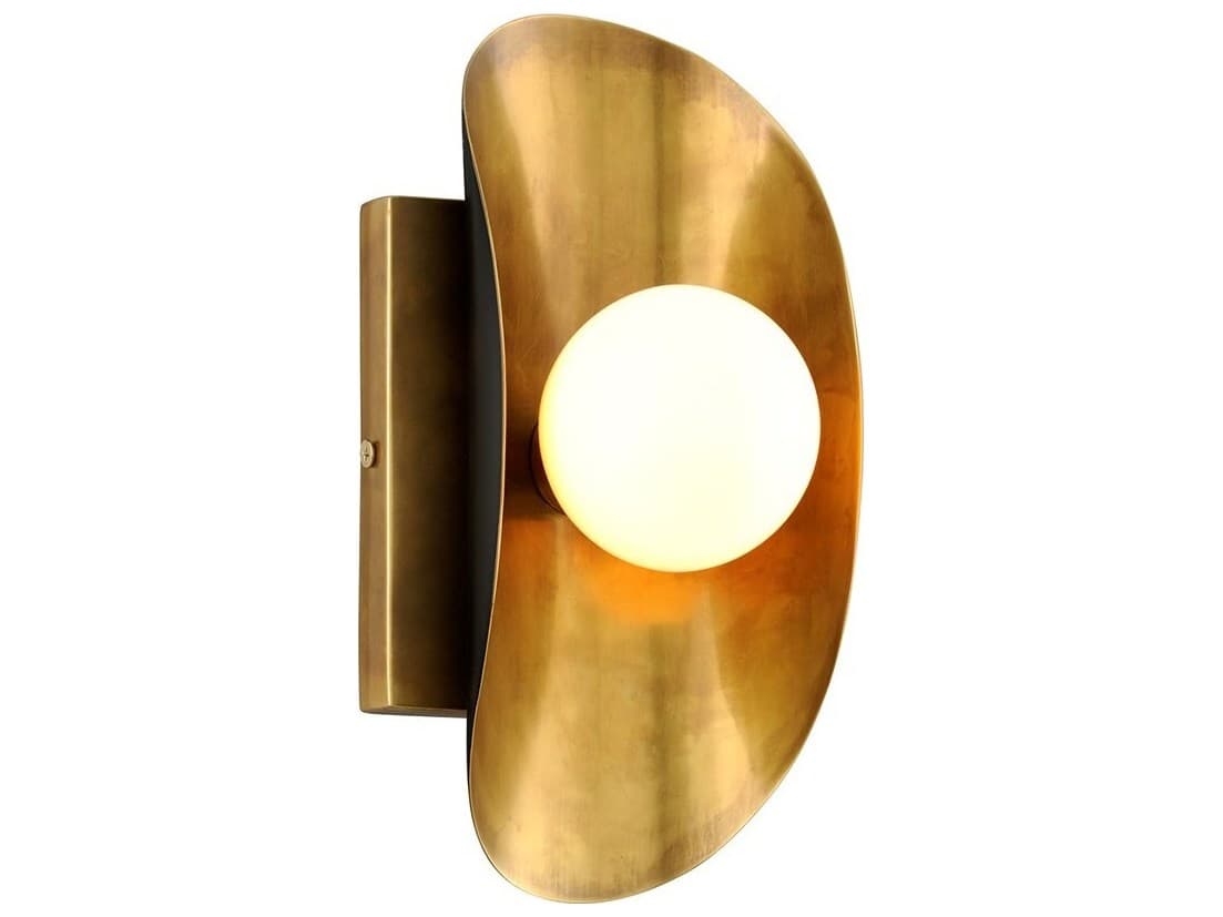 Corbett Lighting Hopper 1-Light Vintage Brass Bronze Glass Wall Sconce