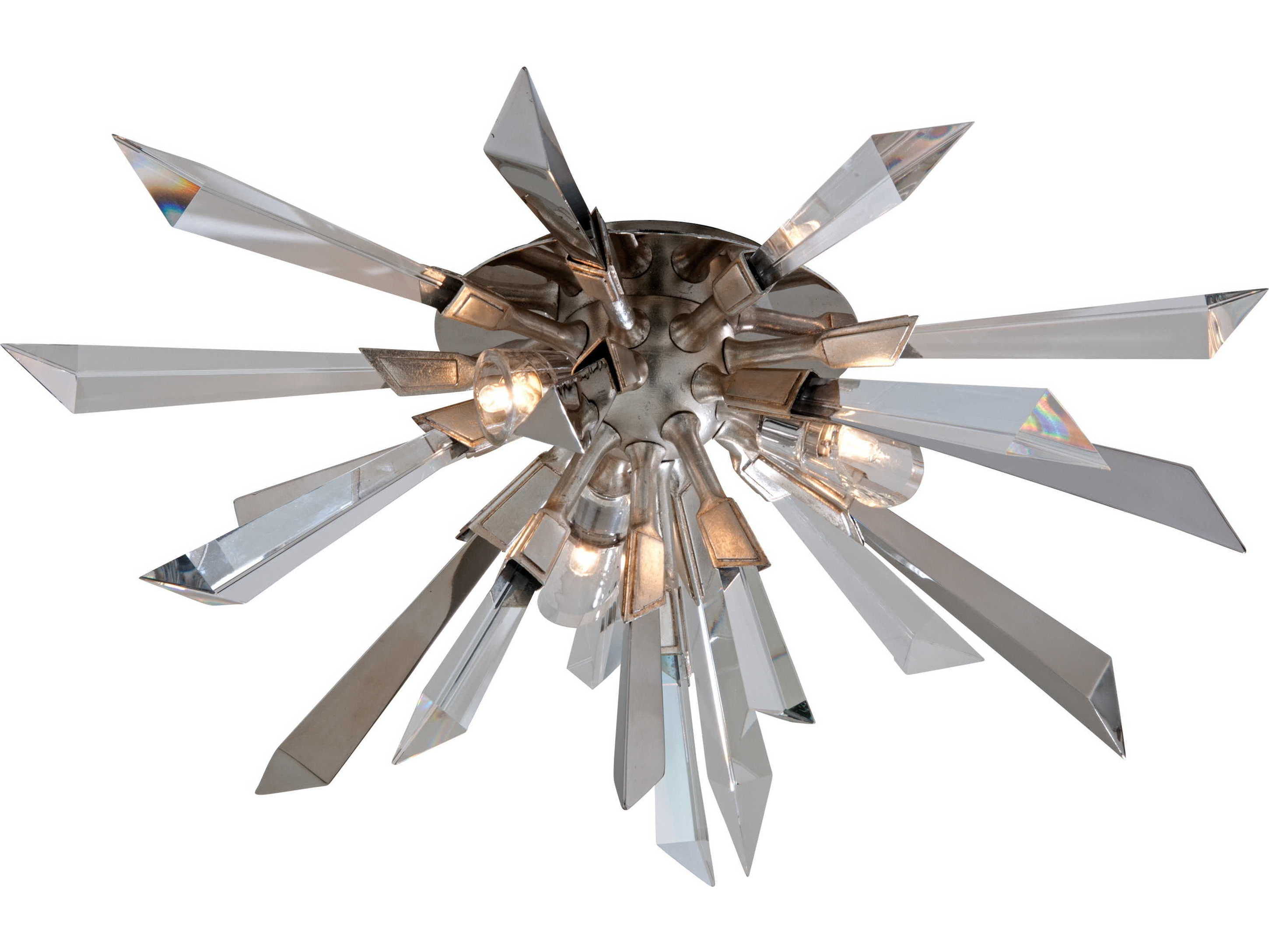 Corbett Lighting Inertia 3-Light Silver Leaf Crystal Geometric Flush Mount
