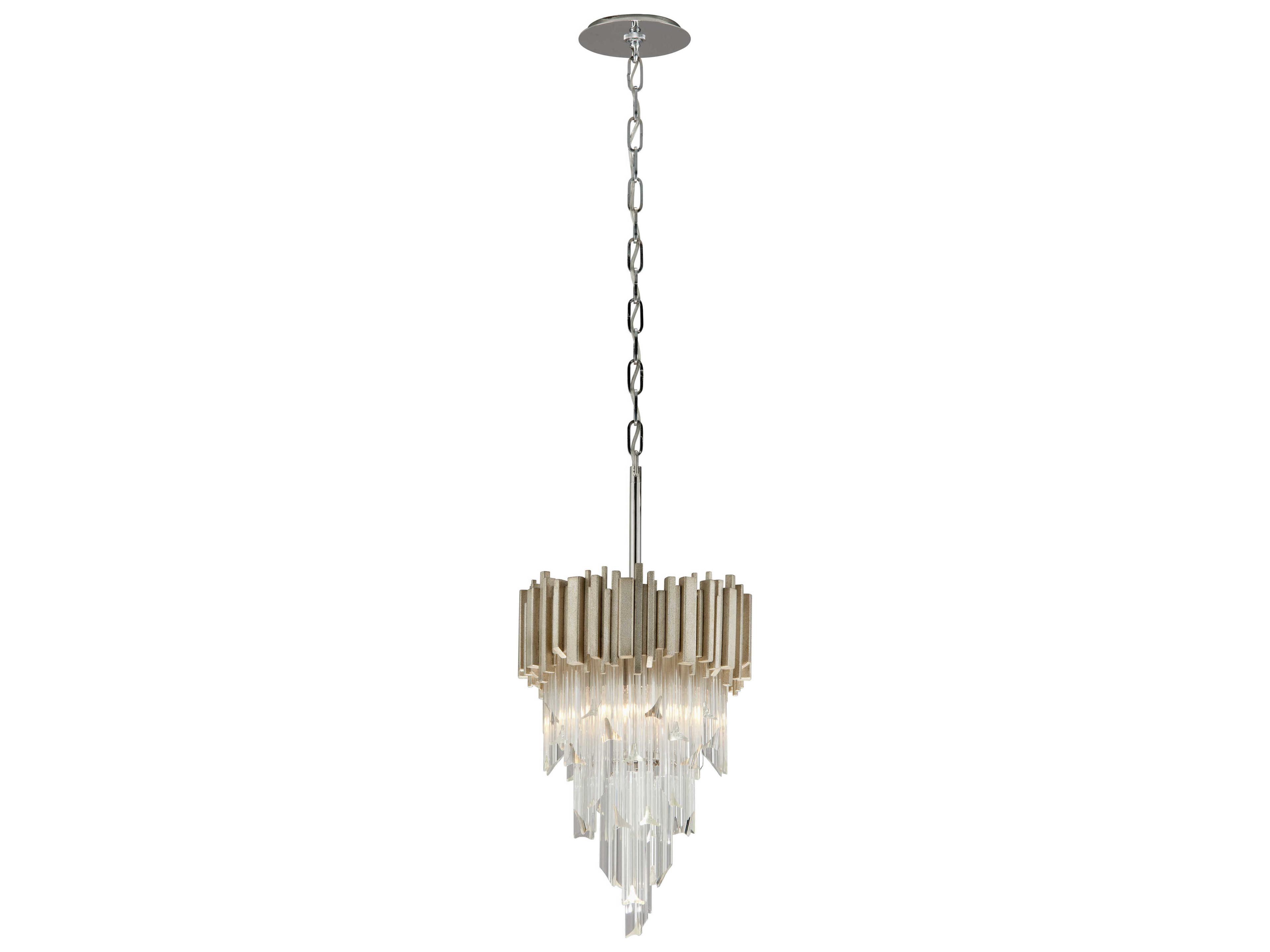 Corbett Lighting Mystique 3-Light Modern Silver Leaf Glass Tiered Mini Pendant