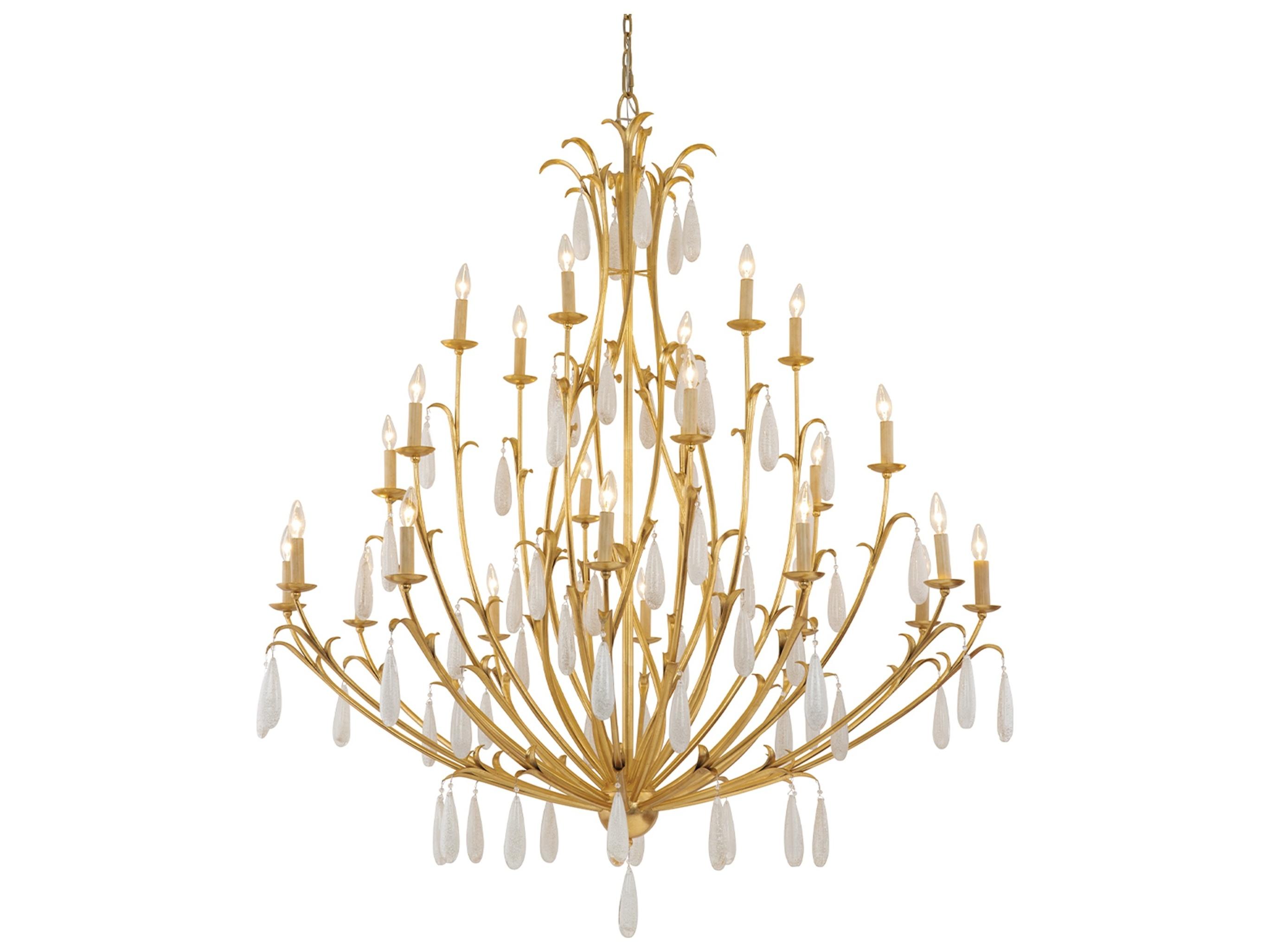 Corbett Lighting Prosecco 24-Light Gold Leaf Glass Chandelier