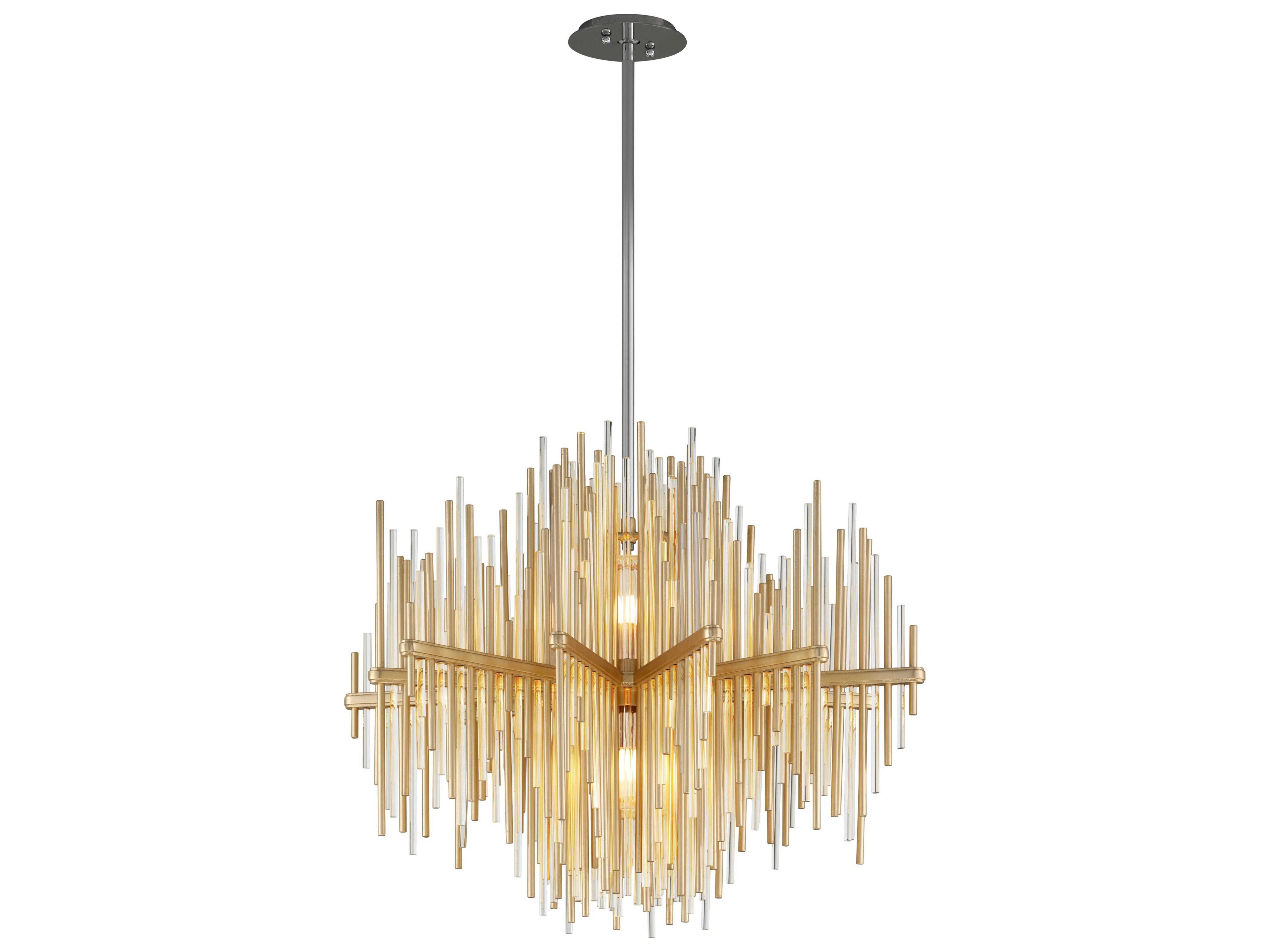Corbett Lighting Theory 2-Light Gold Leaf Polished Stainless Steel Glass LED Linear Pendant