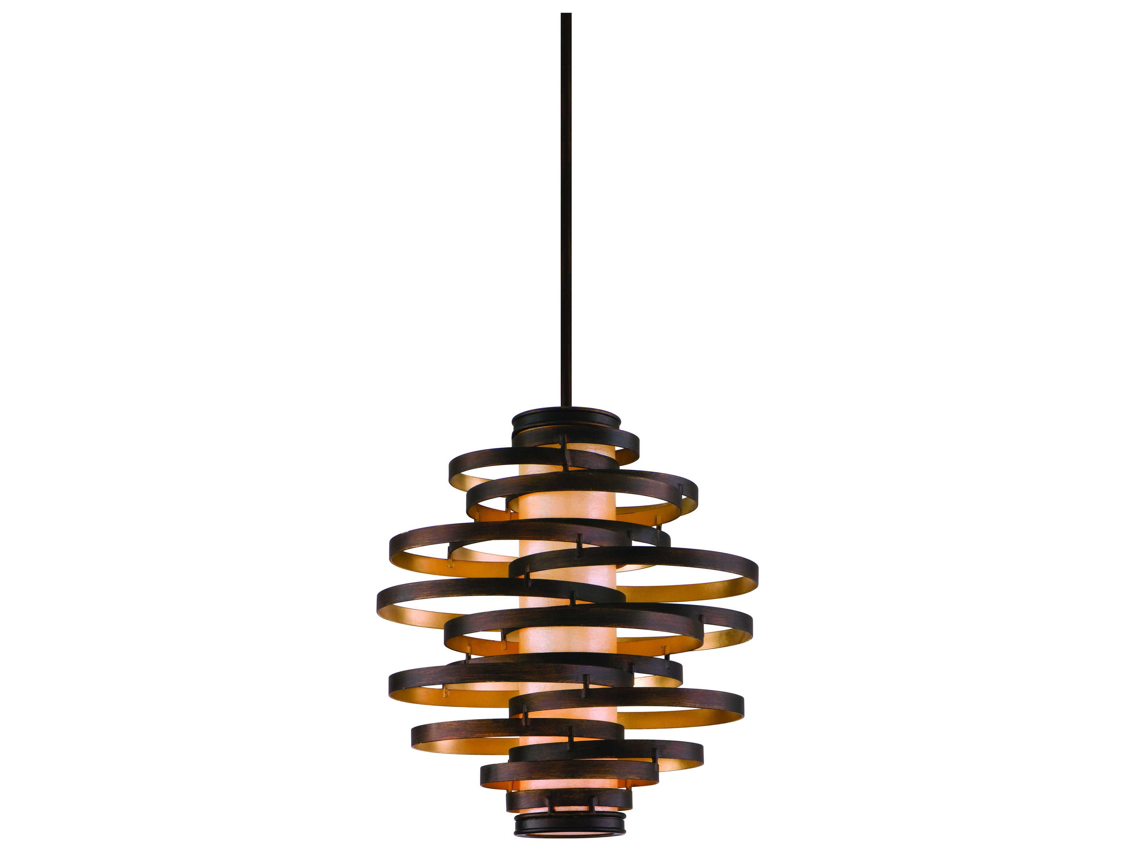 Corbett Lighting Vertigo 3-Light Bronze With Gold Leaf Glass Pendant