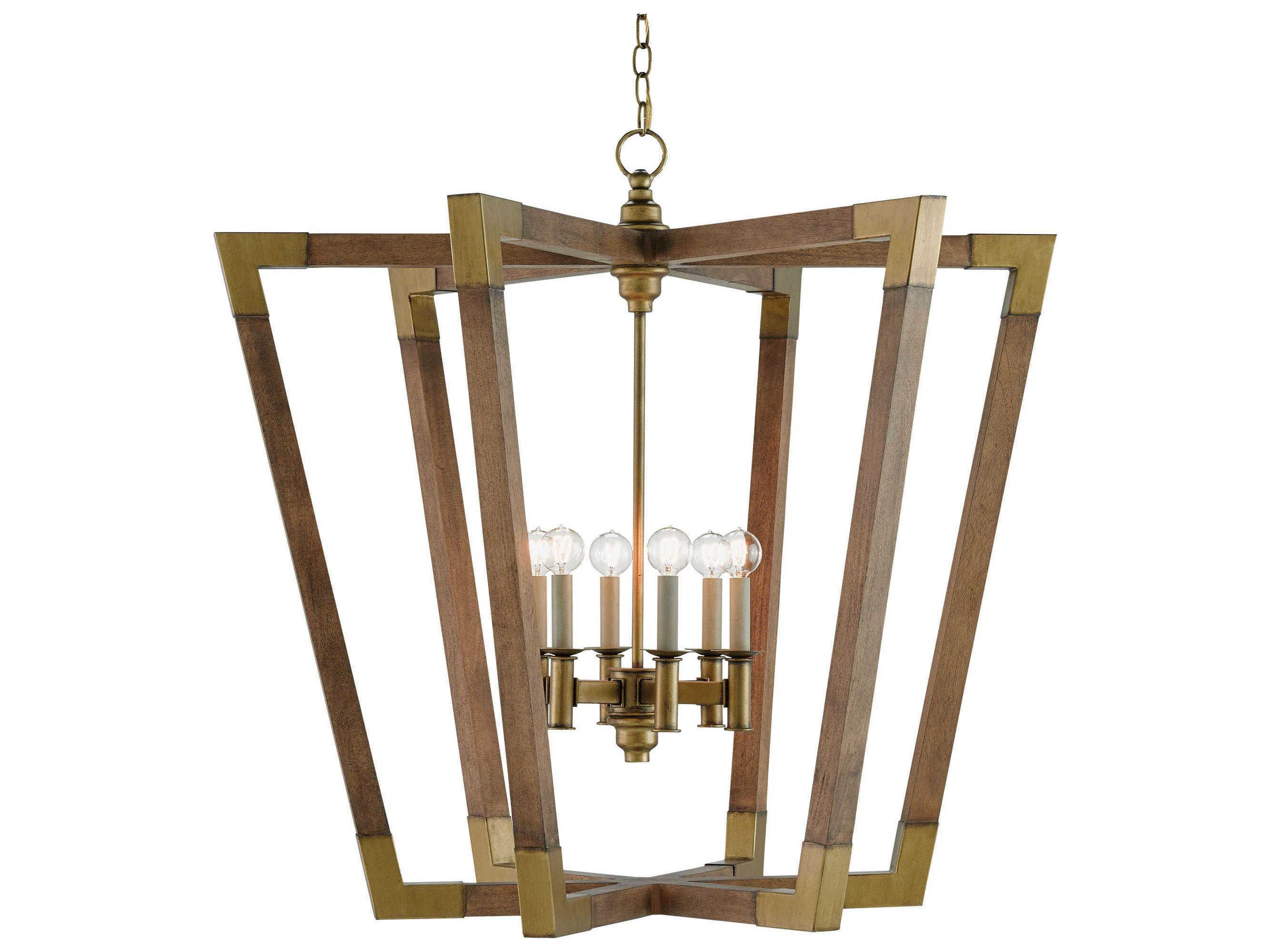 Luxecor Vistas 6-Light Chestnut Brass Brown Candelabra Geometric Chandelier