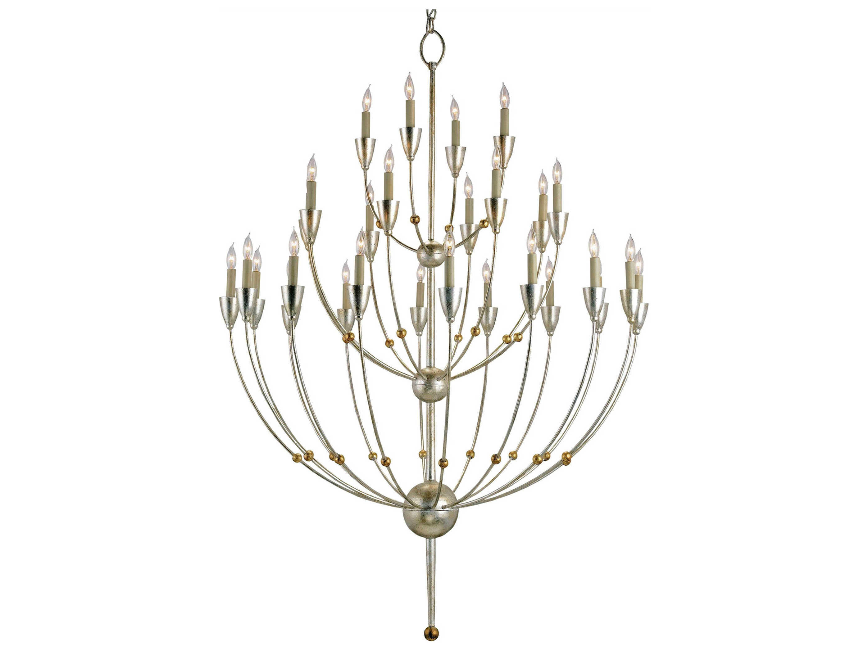 Luxecor Paradox 28-Light Silver Granello gold Leaf Candelabra Tiered Chandelier
